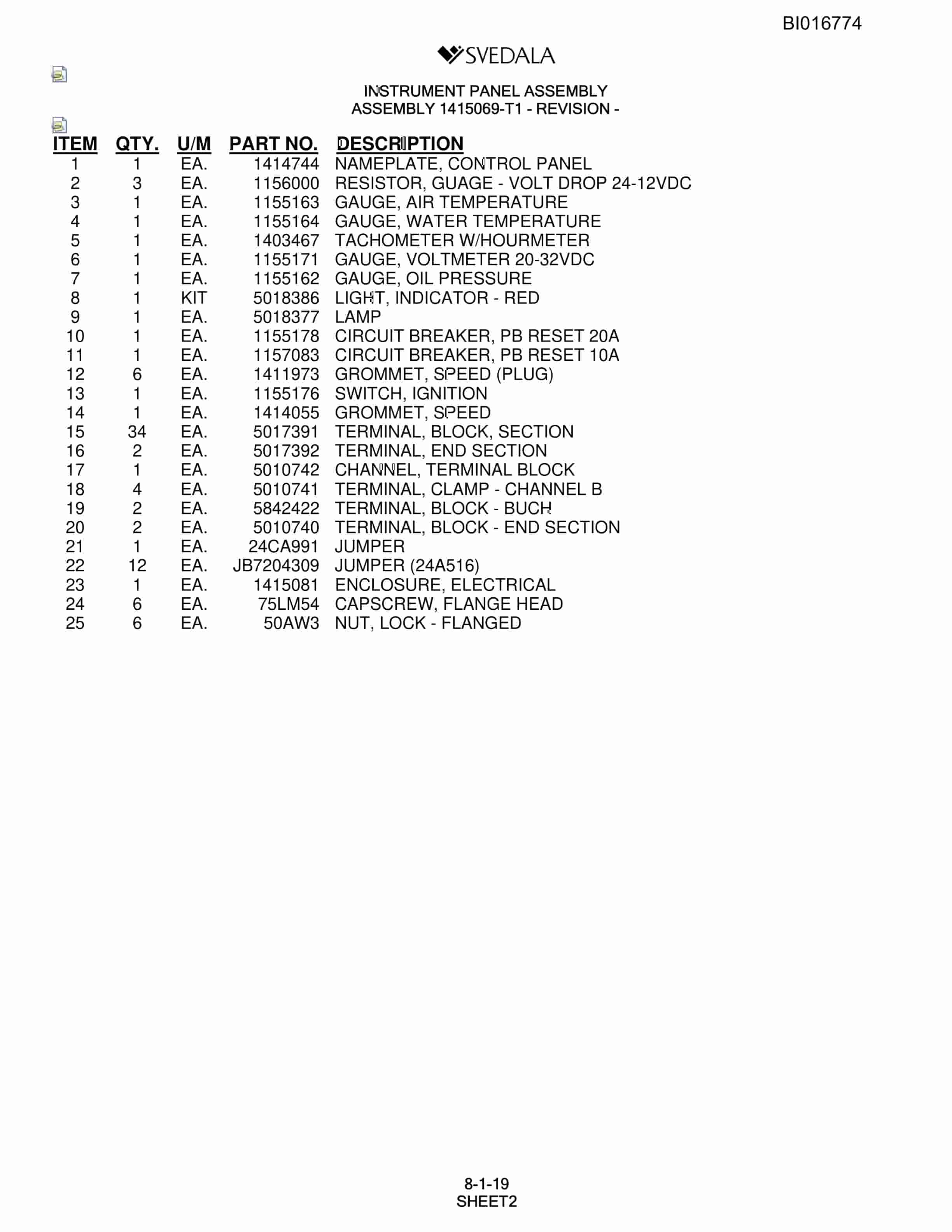 Bucyrus SCH5000 Parts Catalog BI016774-4