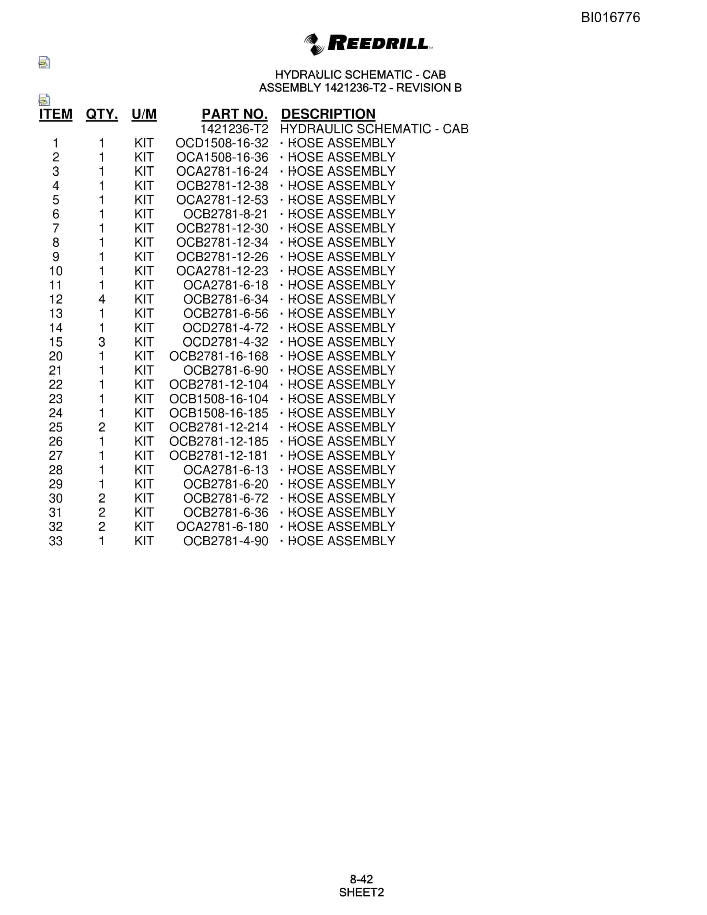 Bucyrus SCH5000 Parts Catalog BI016776-5