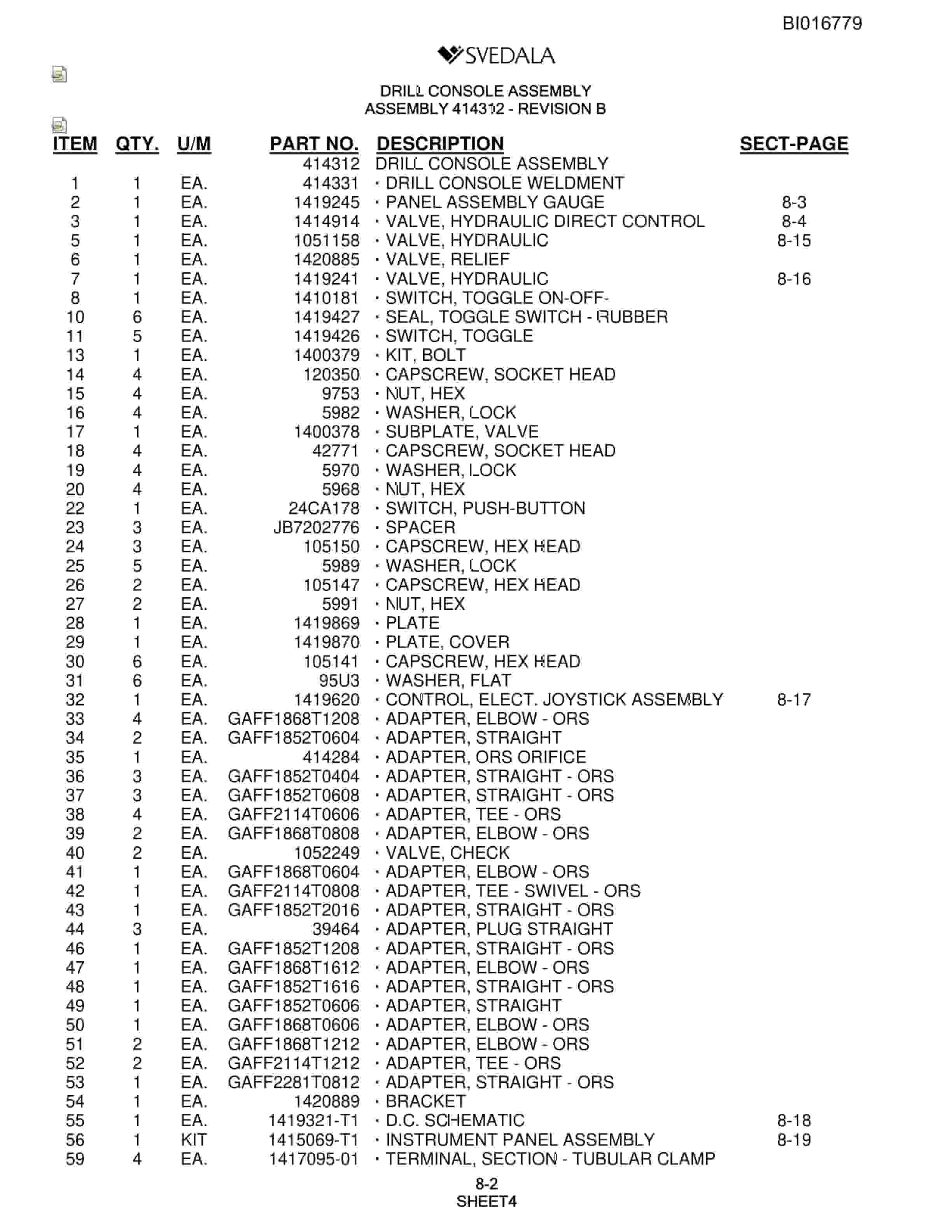 Bucyrus SCH5000 Parts Catalog BI016779-3