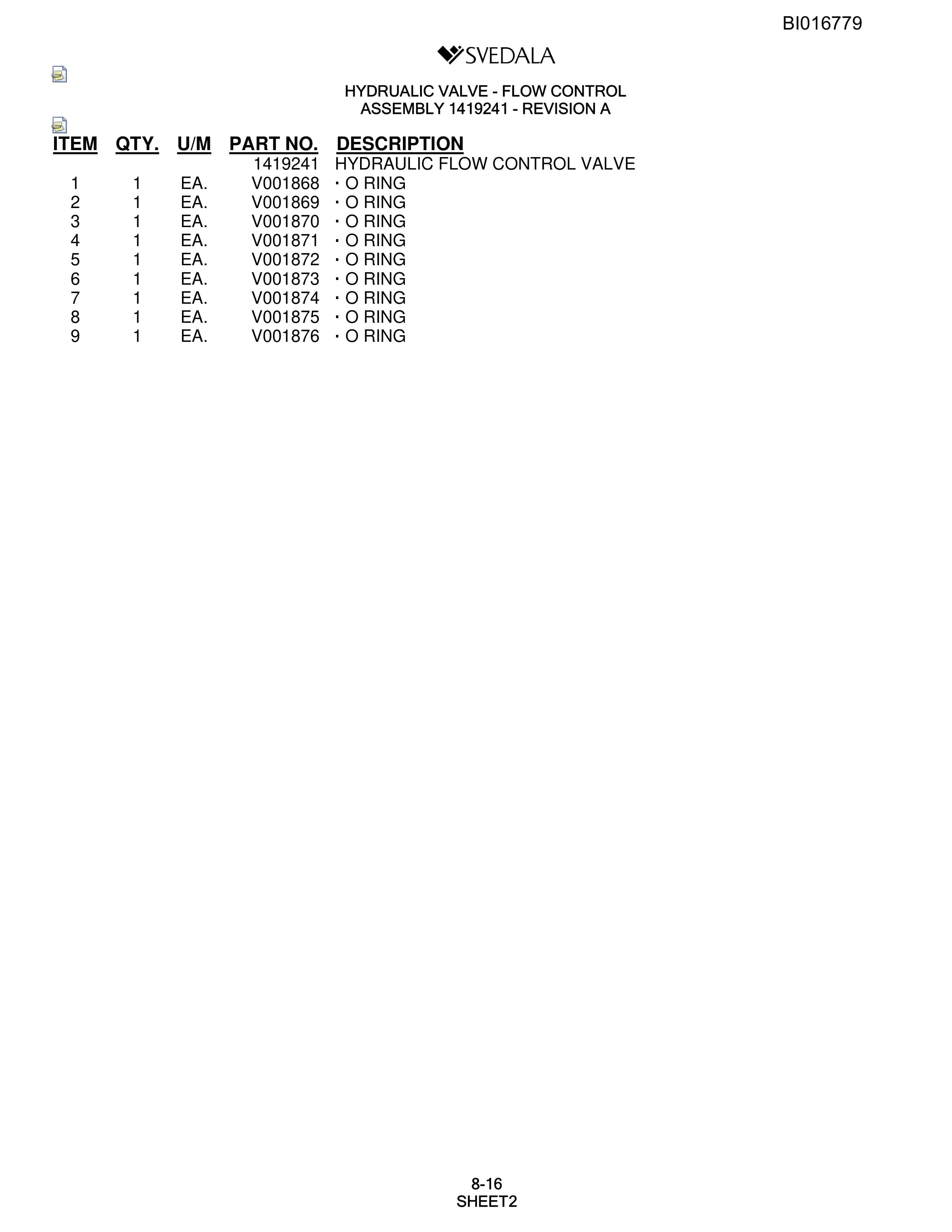 Bucyrus SCH5000 Parts Catalog BI016779-4
