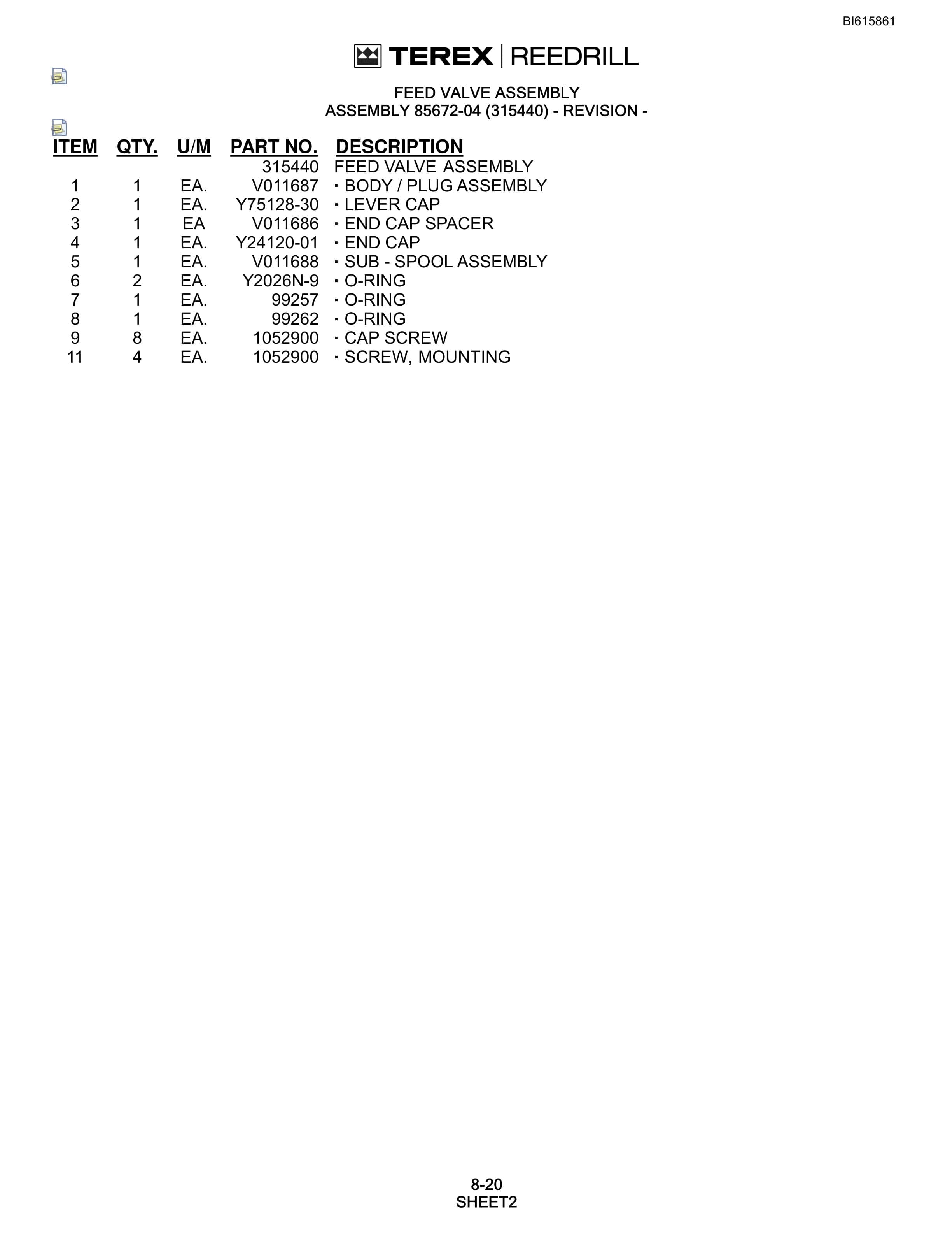 Bucyrus SCH5000C Hydra-Trac Self Contained Hydraulic Track Drill Parts Catalog BI615861-3