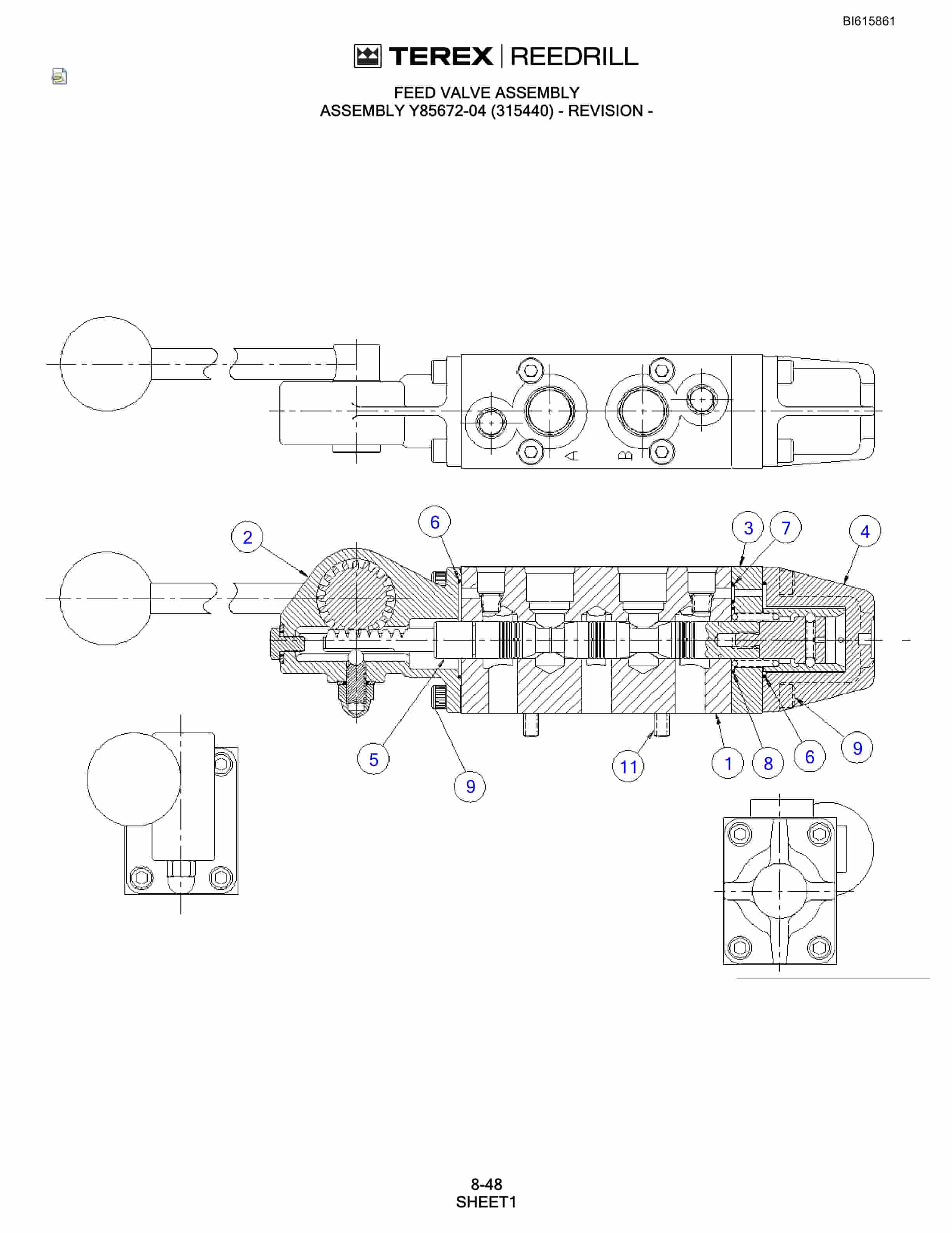Bucyrus SCH5000C Hydra-Trac Self Contained Hydraulic Track Drill Parts Catalog BI615861-5