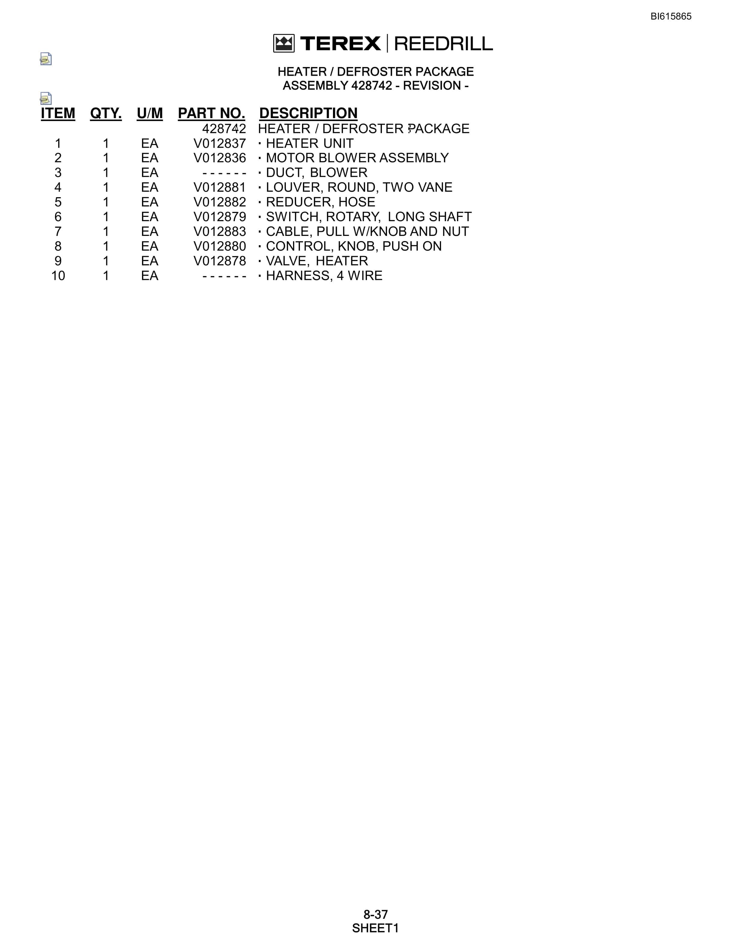 Bucyrus SCH5000C Hydra-Trac Self Contained Hydraulic Track Drill Parts Catalog BI615865-4