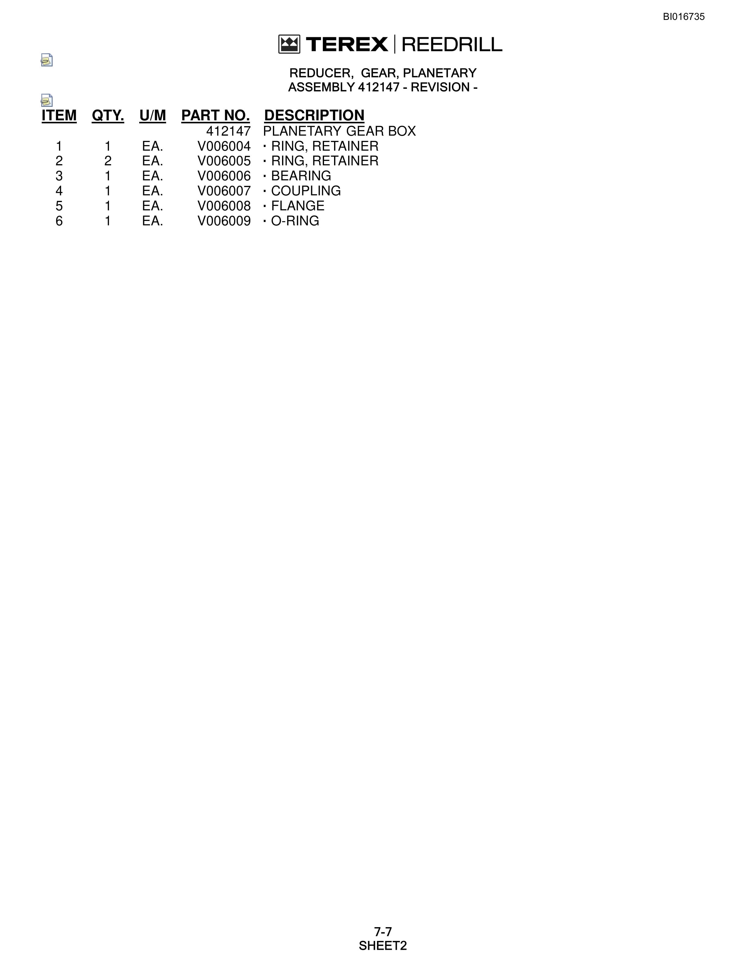 Bucyrus SCH5000C Hydraulic Track Drill Parts Catalog BI016735-2