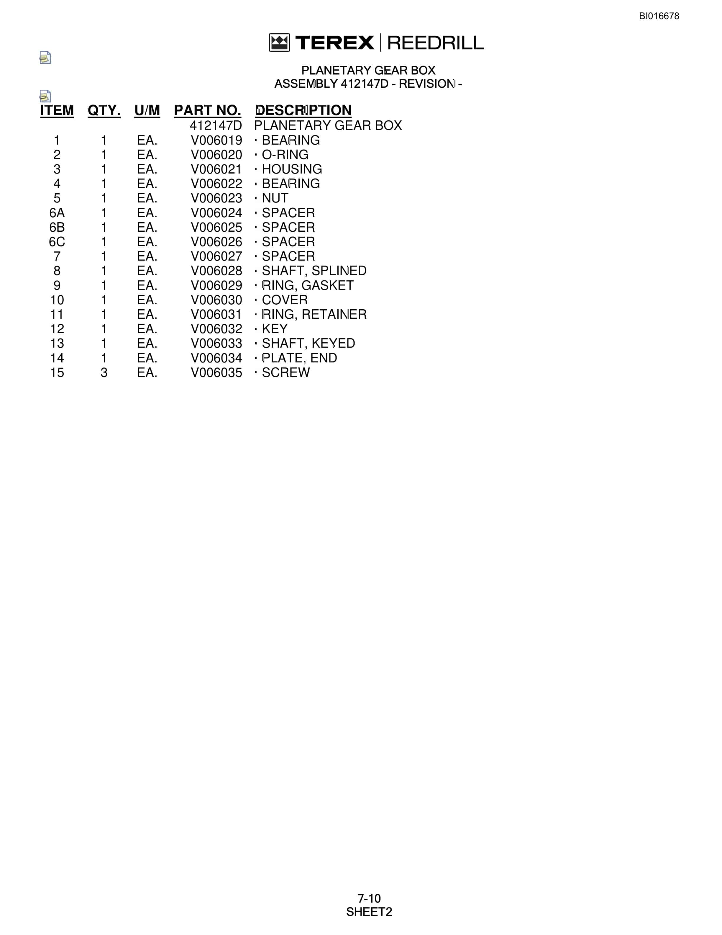 Bucyrus SCH5000C Parts Catalog BI016678-2