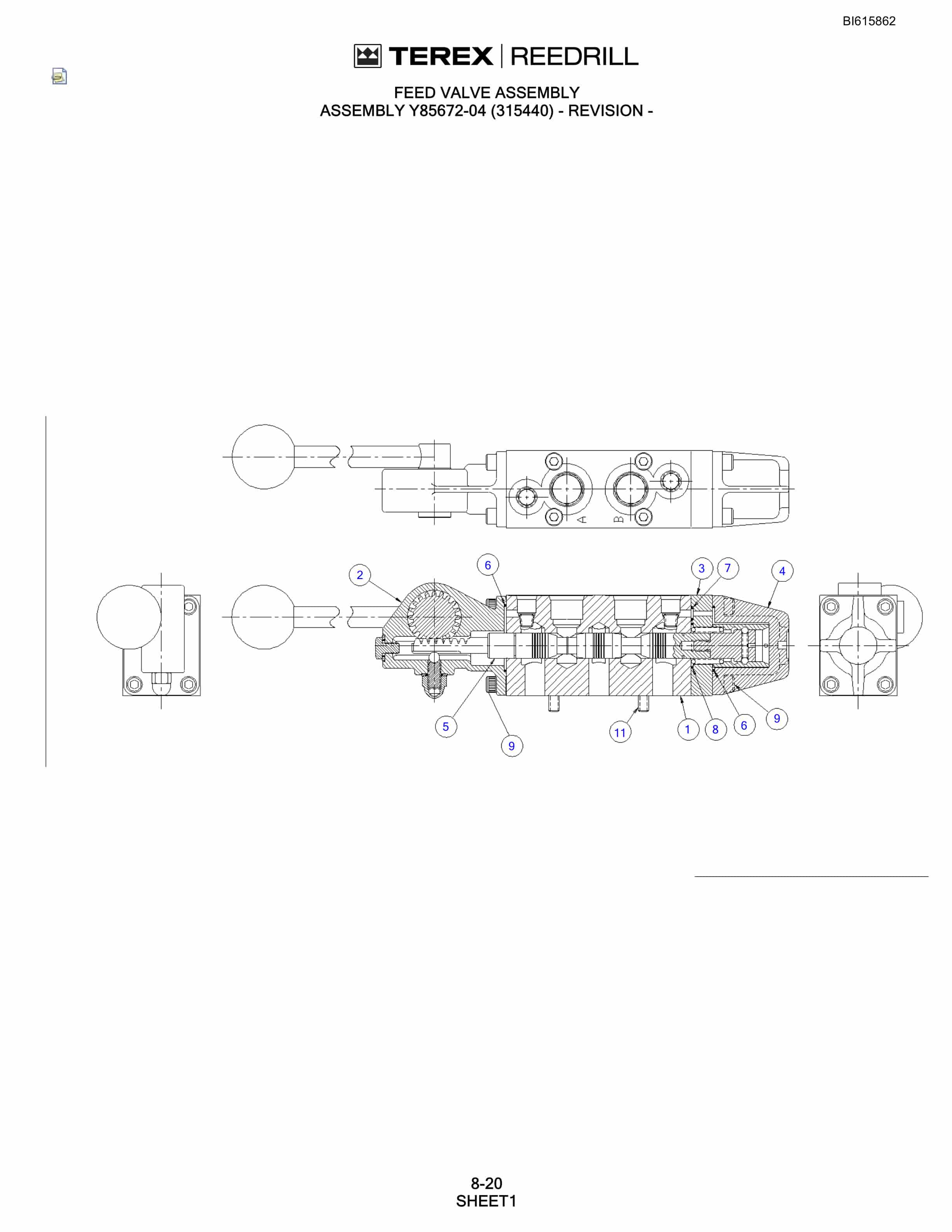 Bucyrus SCH5000CL Hydra-Trac Self Contained Hydraulic Track Drill Parts Catalog BI615862-3