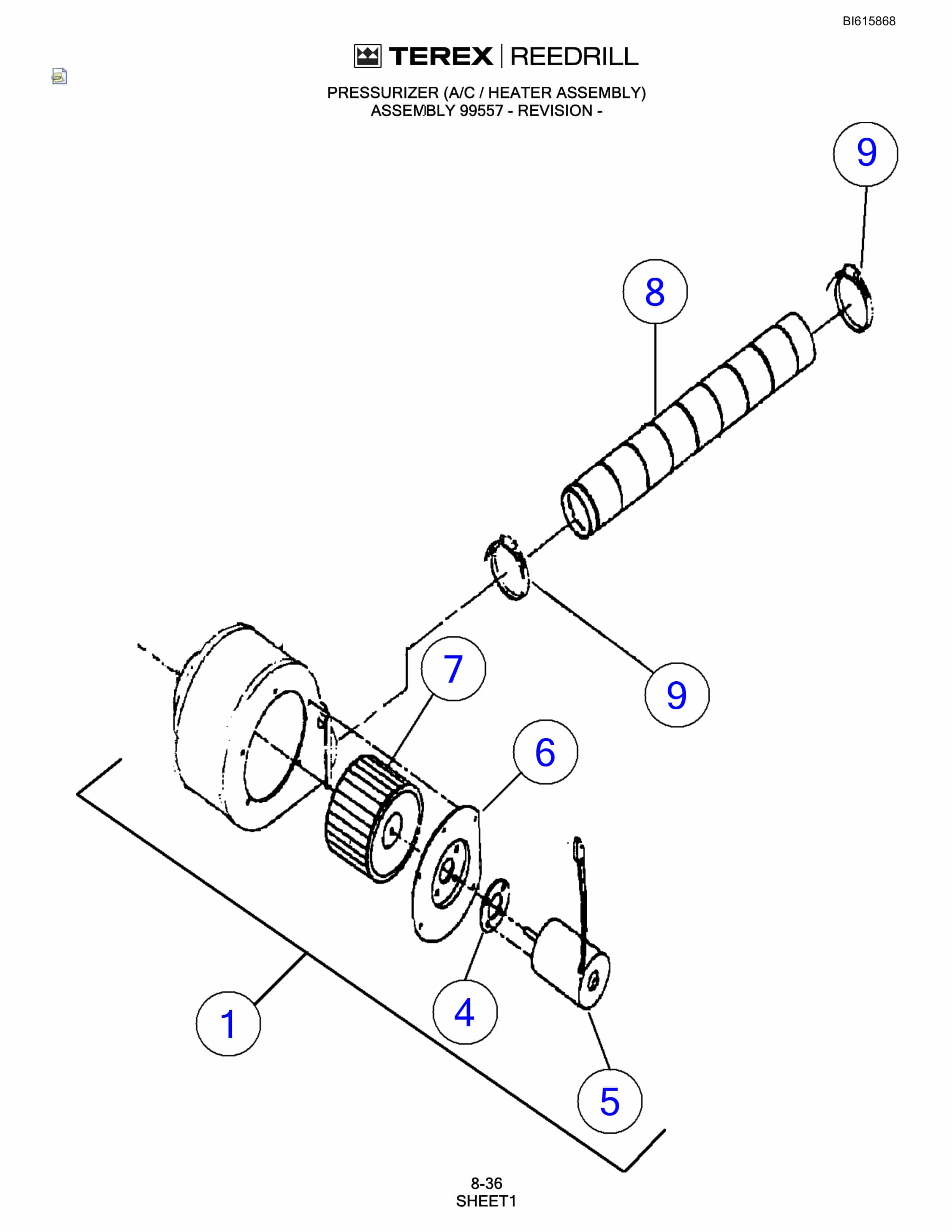 Bucyrus SCH5000CL Hydra-Trac Self Contained Hydraulic Track Drill Parts Catalog BI615868-4