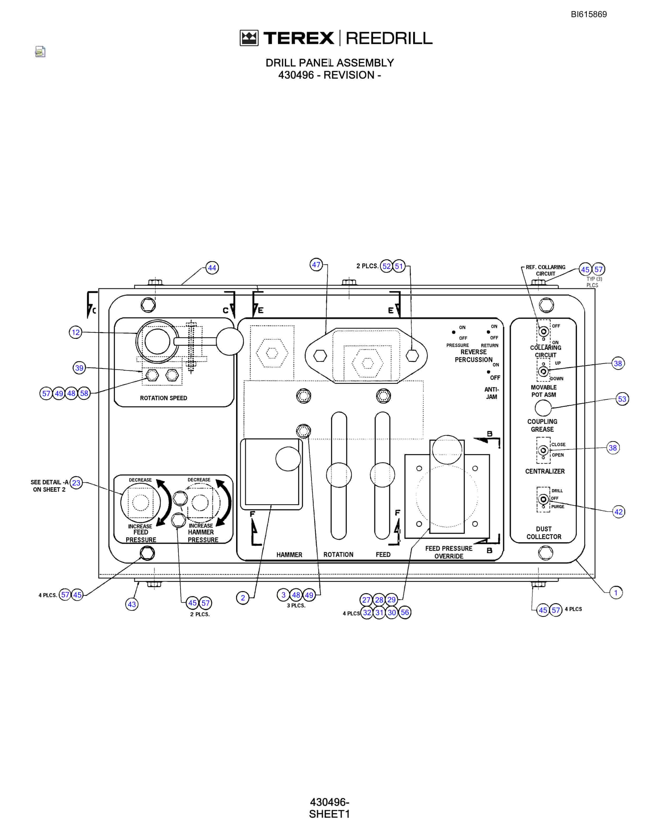 Bucyrus SCH5000CL Hydra-Trac Self Contained Hydraulic Track Drill Parts Catalog BI615869-3