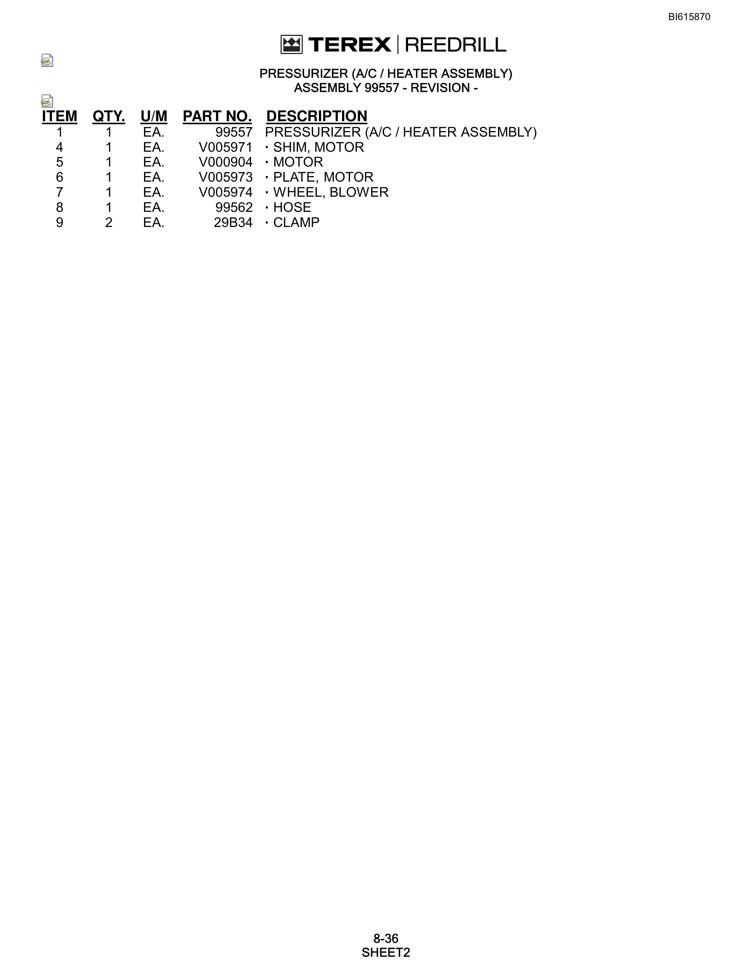 Bucyrus SCH5000CL Hydra-Trac Self Contained Hydraulic Track Drill Parts Catalog BI615870-4