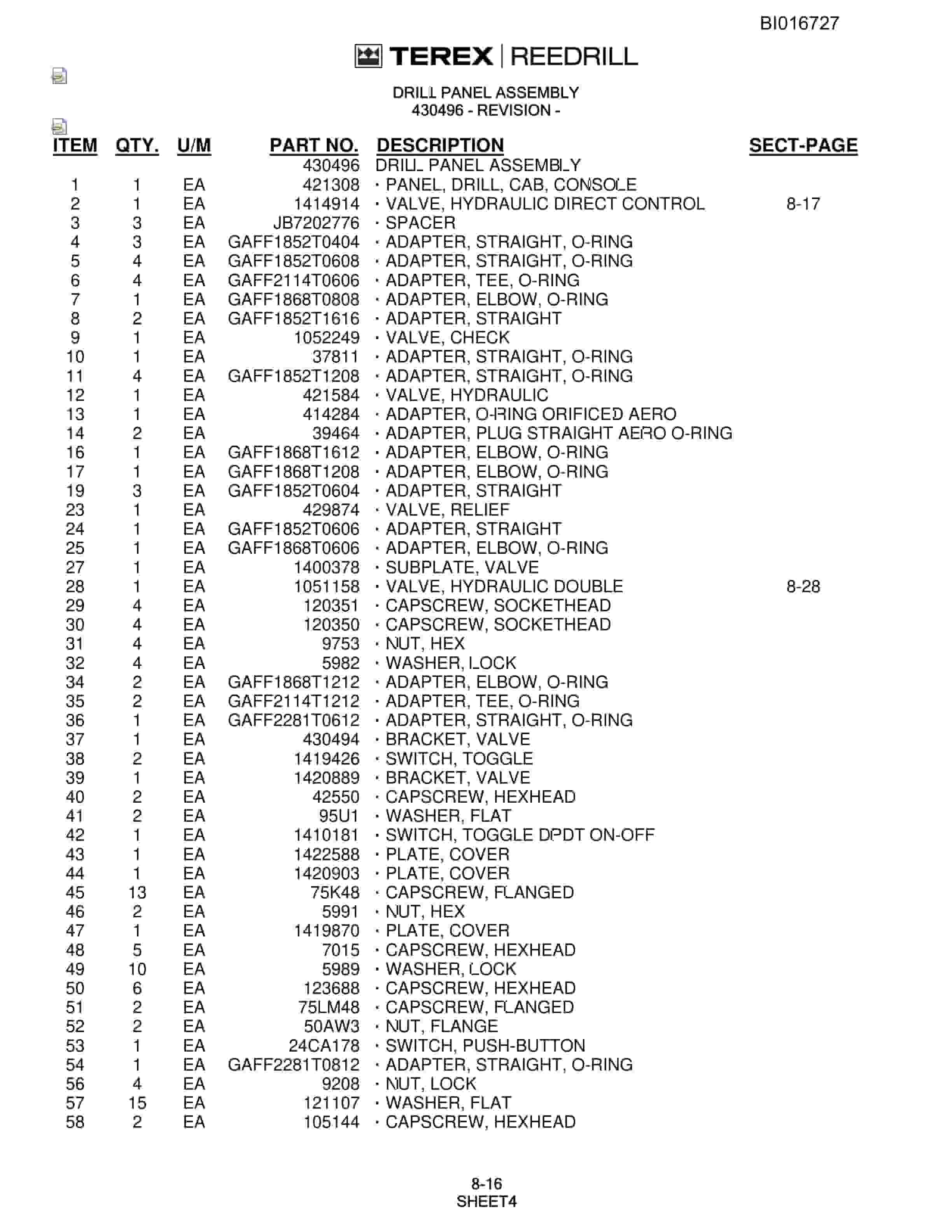 Bucyrus SCH5000CL Hydraulic Track Drill Parts Catalog BI016727-3