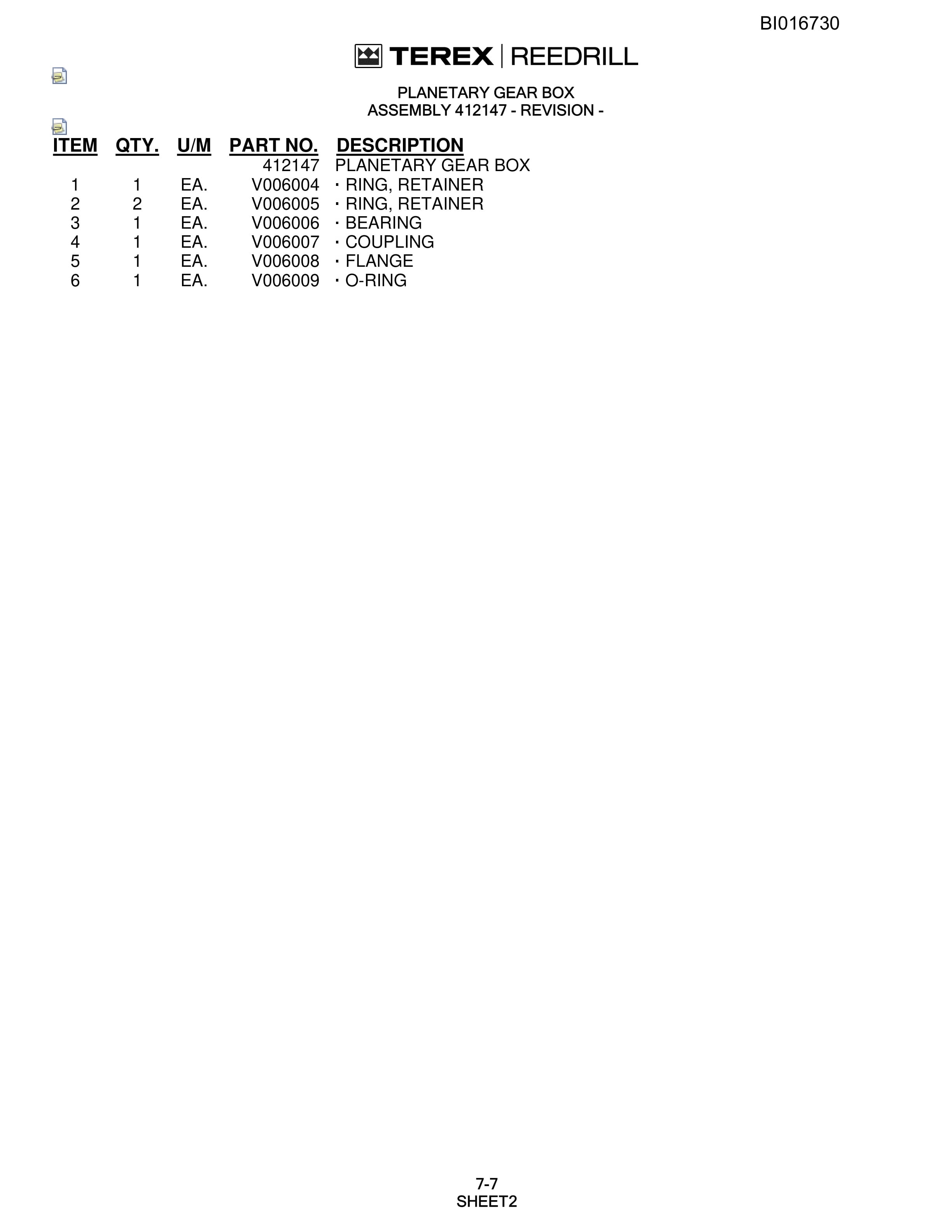 Bucyrus SCH5000CL Hydraulic Track Drill Parts Catalog BI016730-2