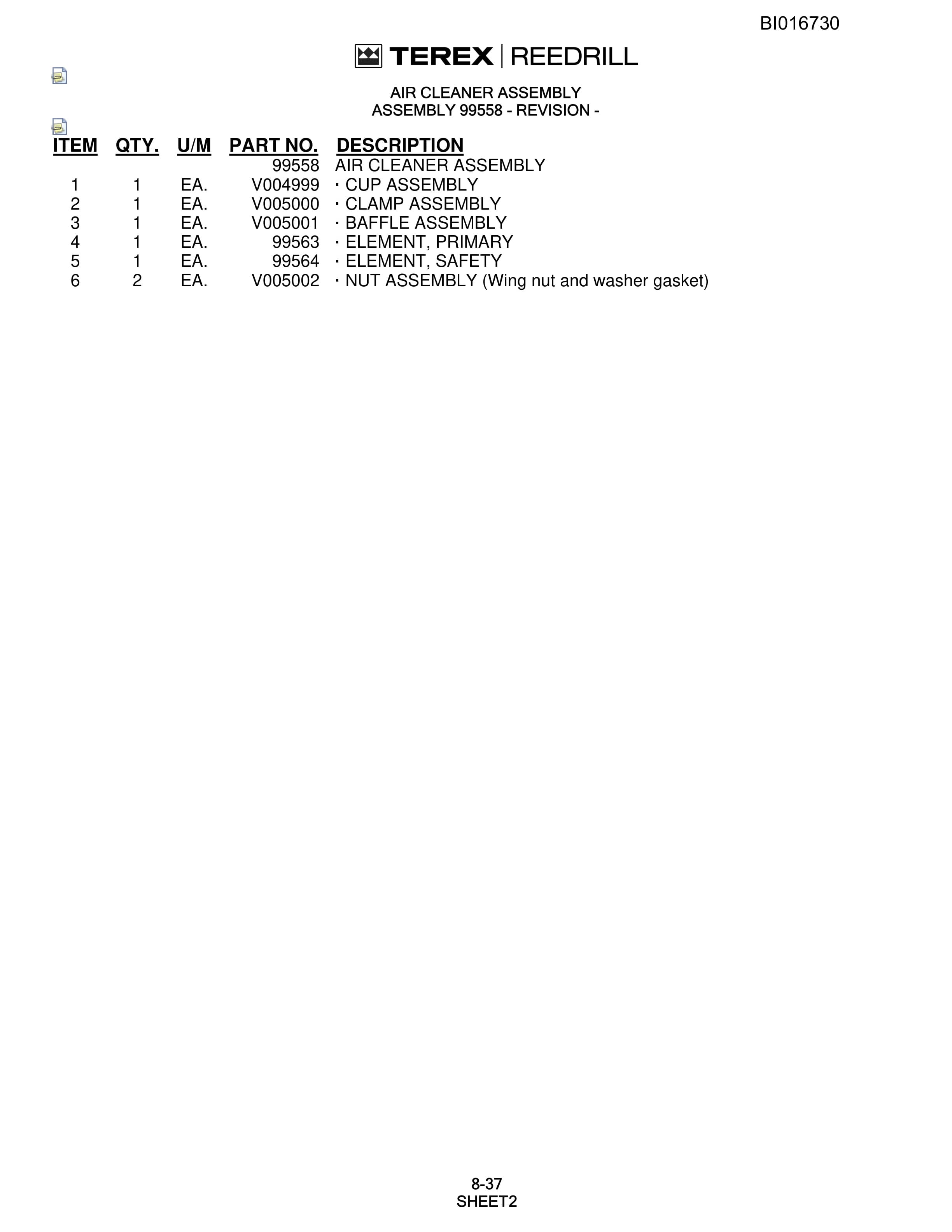 Bucyrus SCH5000CL Hydraulic Track Drill Parts Catalog BI016730-4