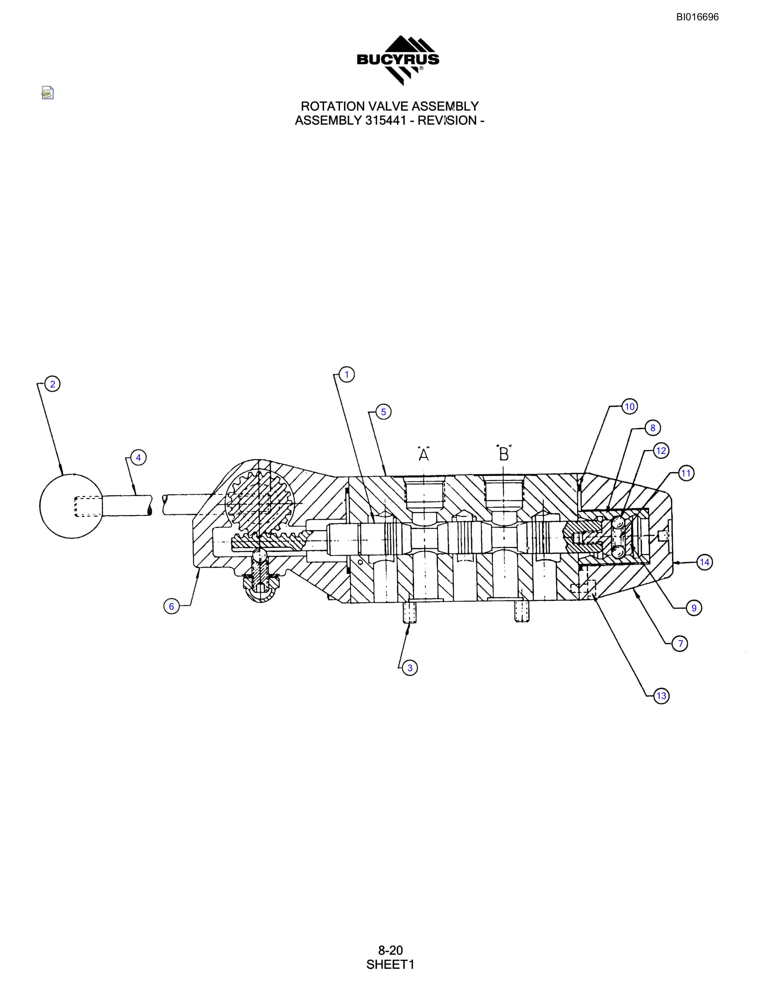Bucyrus SCH5000CL Hydraulic Track Drill Parts Manual BI016696-3