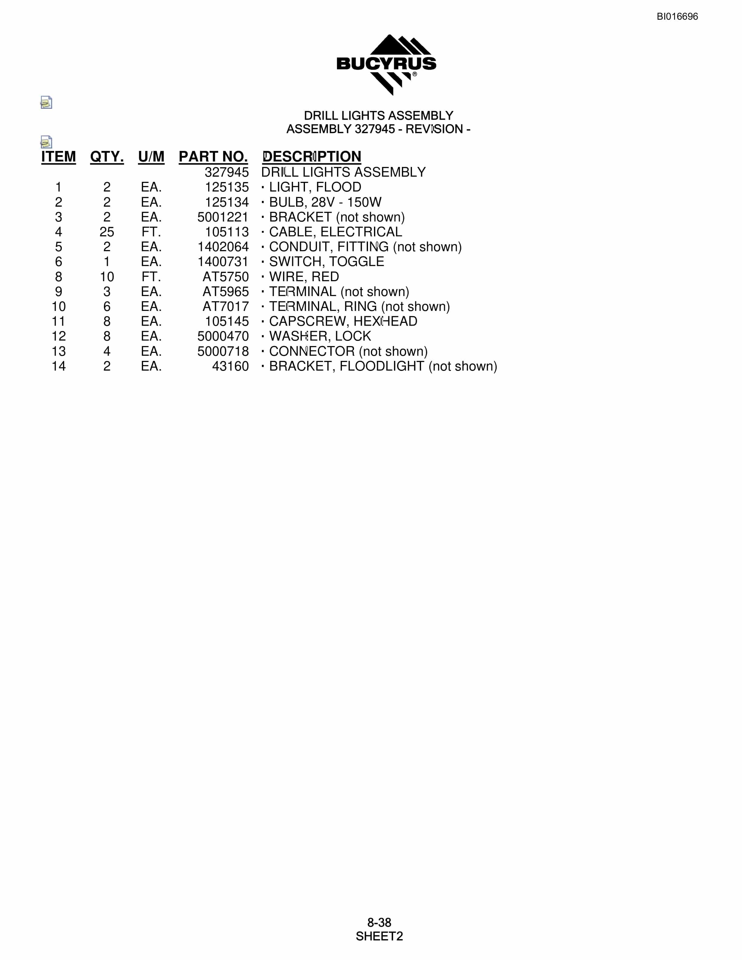 Bucyrus SCH5000CL Hydraulic Track Drill Parts Manual BI016696-4