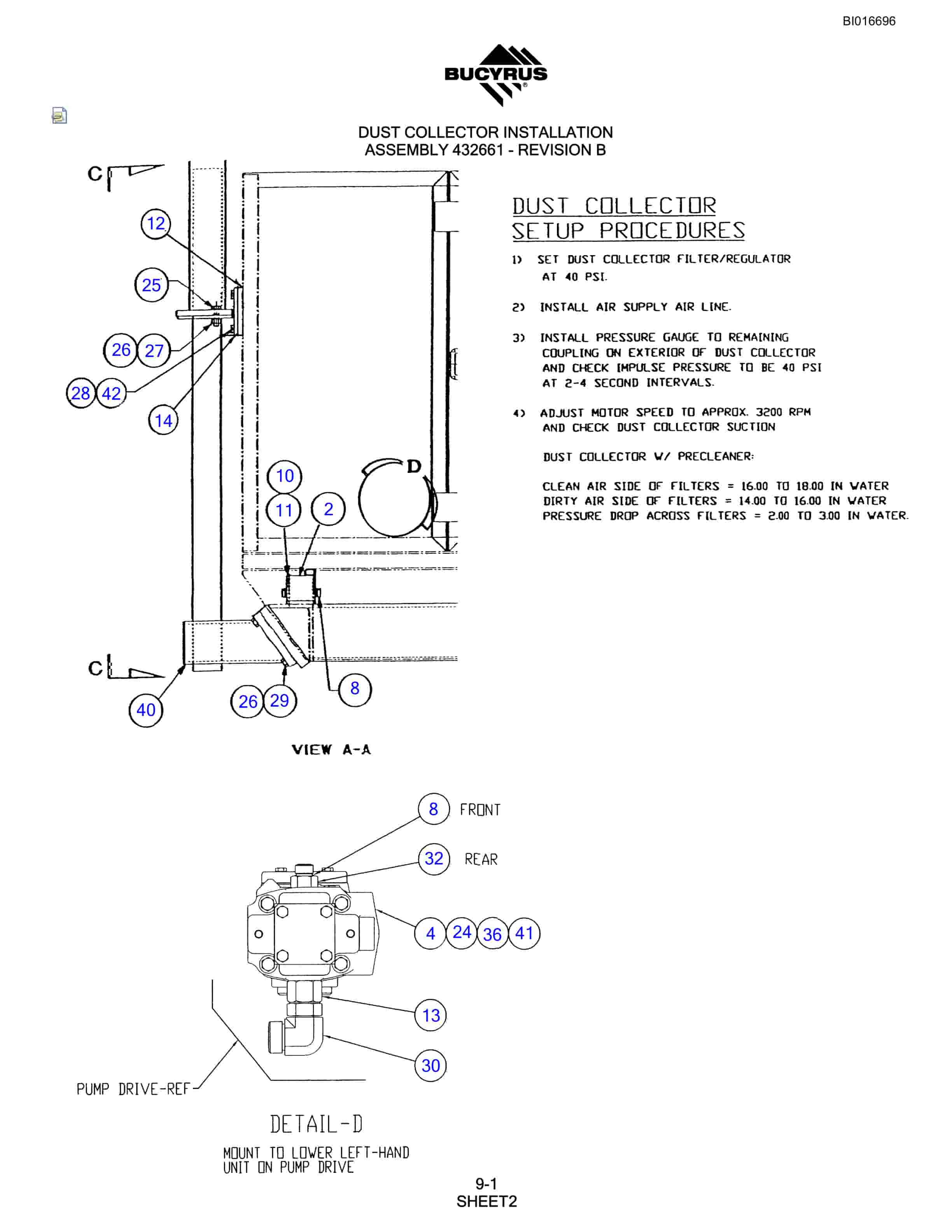 Bucyrus SCH5000CL Hydraulic Track Drill Parts Manual BI016696-5