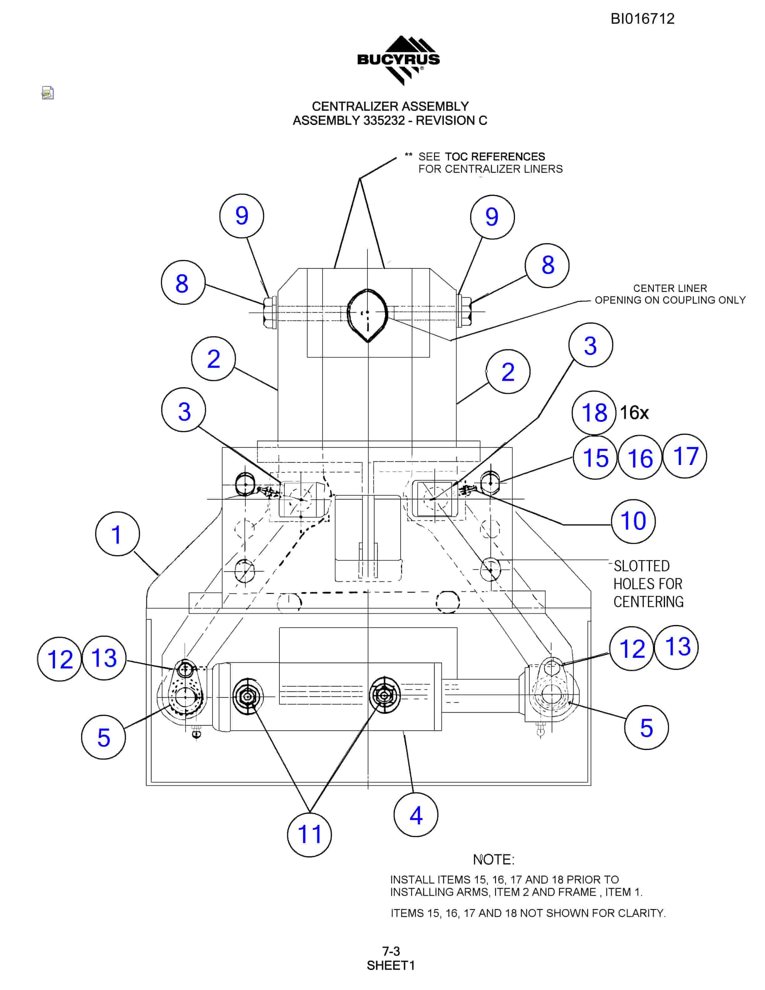 Bucyrus SCH5000CL Hydraulic Track Drill Parts Manual BI016712-2