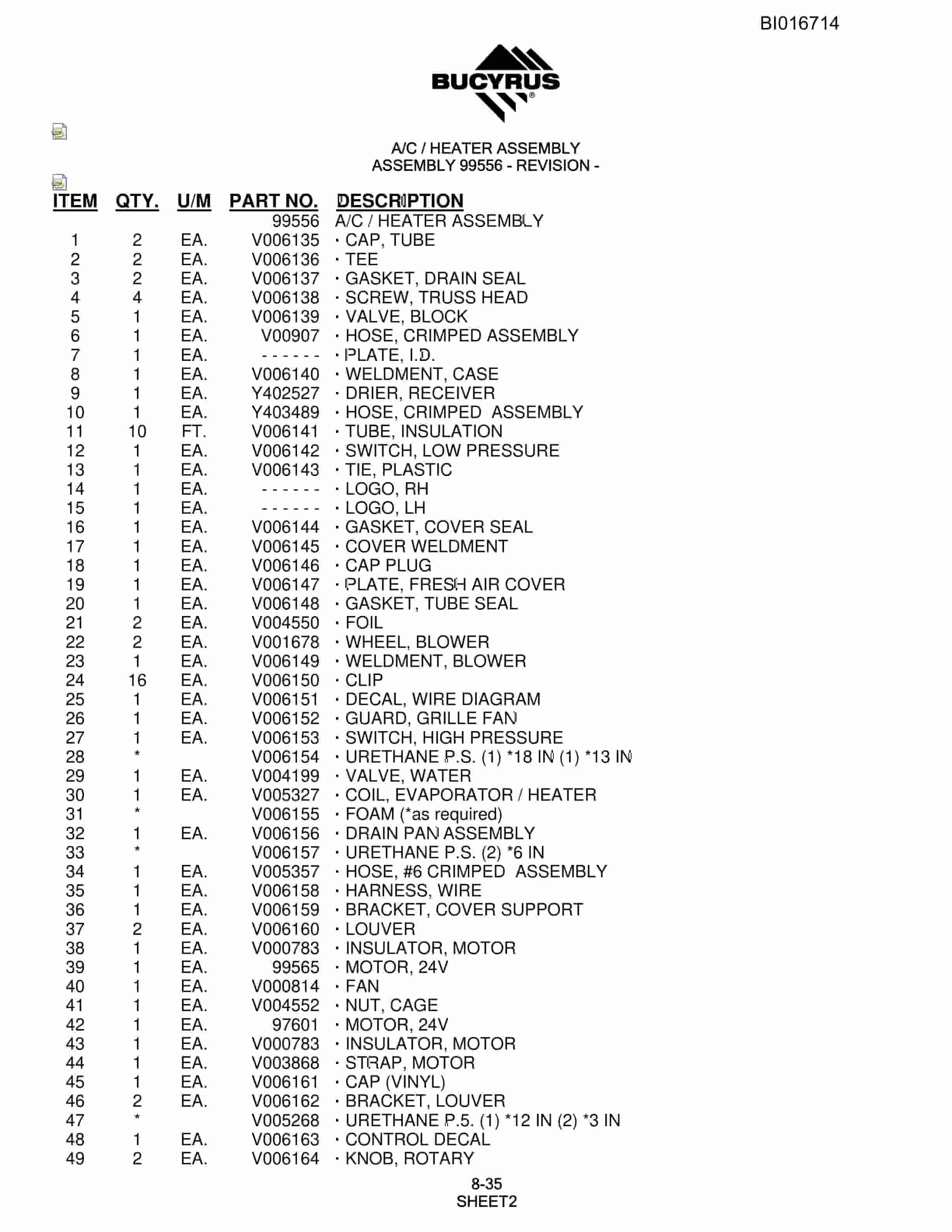 Bucyrus SCH5000CL Hydraulic Track Drill Parts Manual BI016714-4