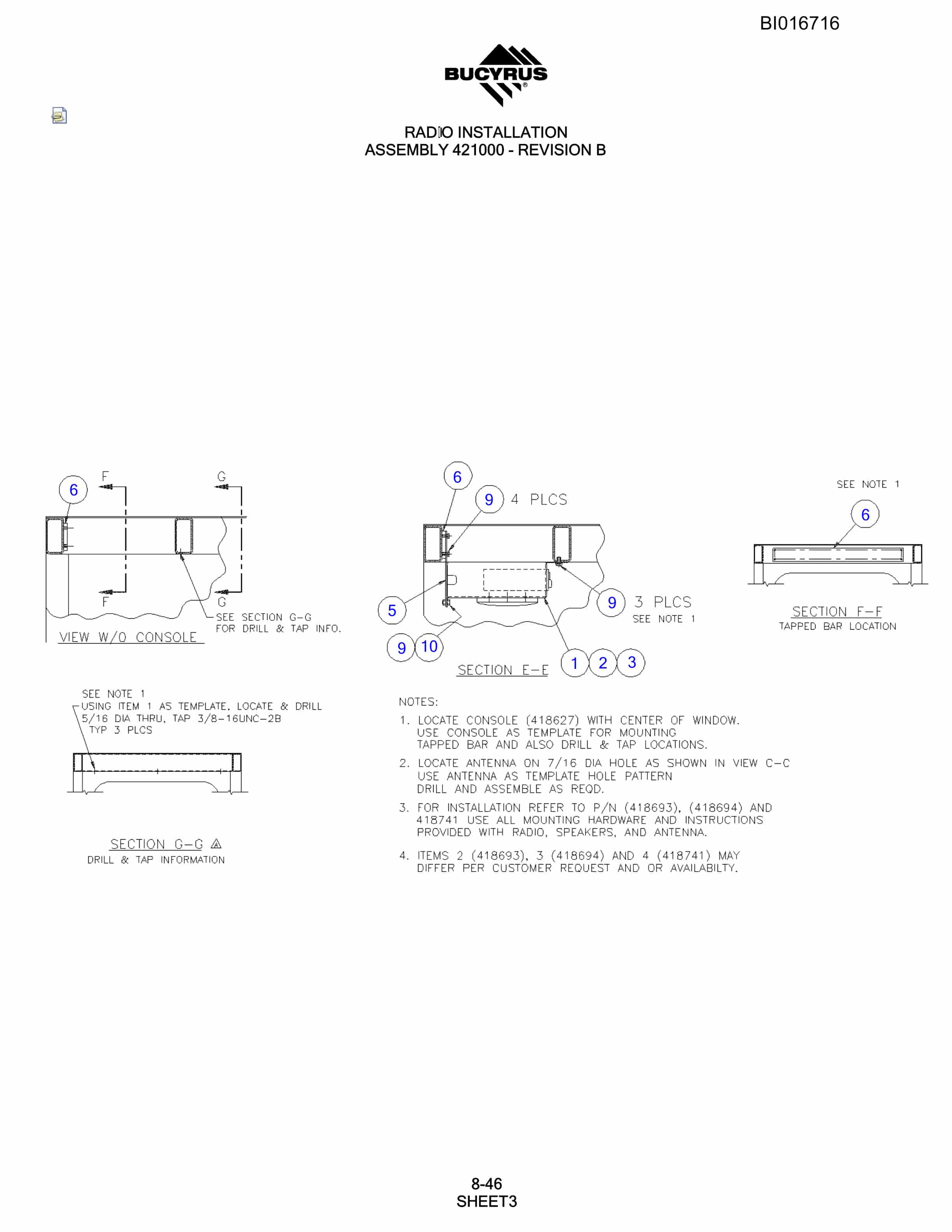 Bucyrus SCH5000CL Hydraulic Track Drill Parts Manual BI016716-5