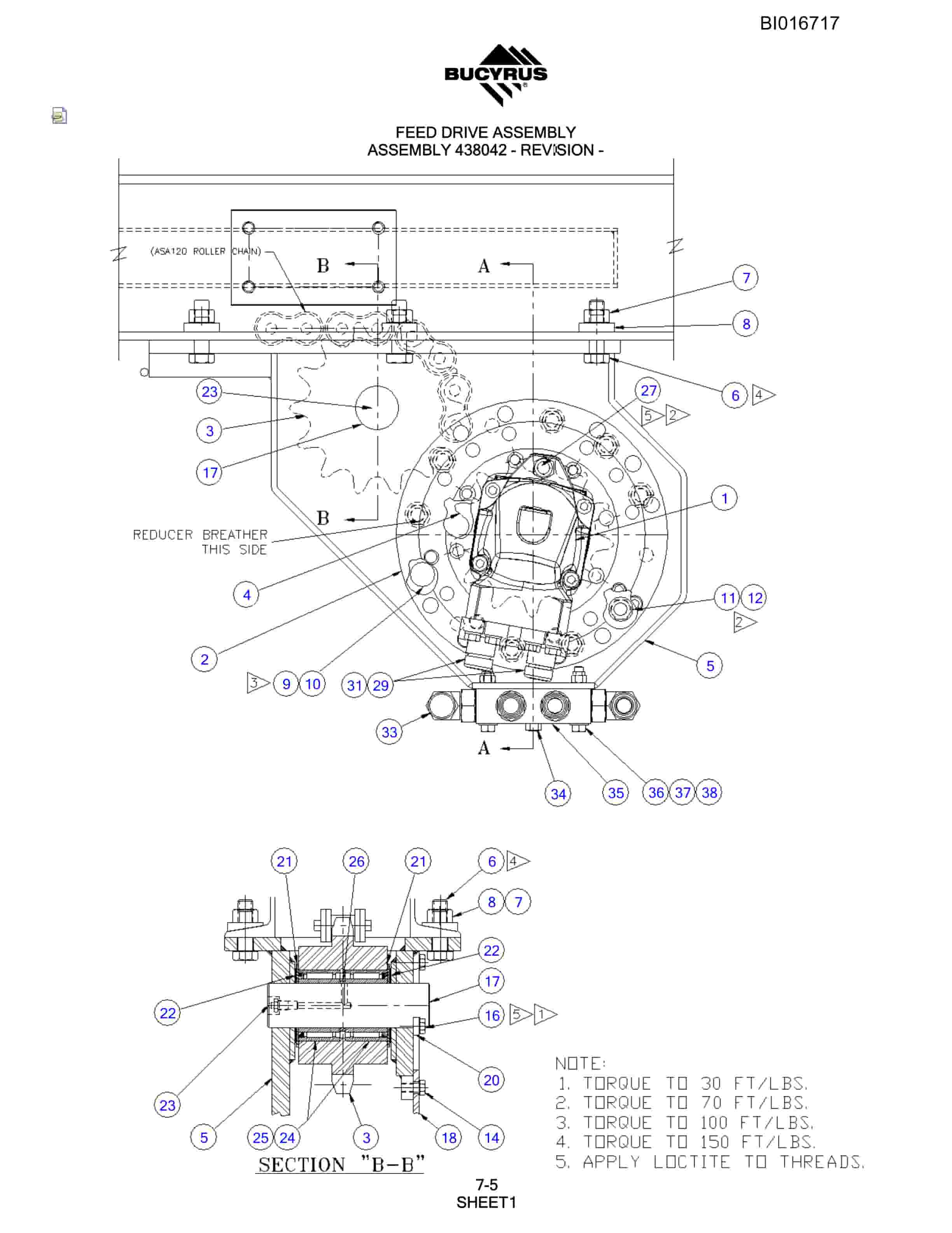 Bucyrus SCH5000CL Hydraulic Track Drill Parts Manual BI016717-2