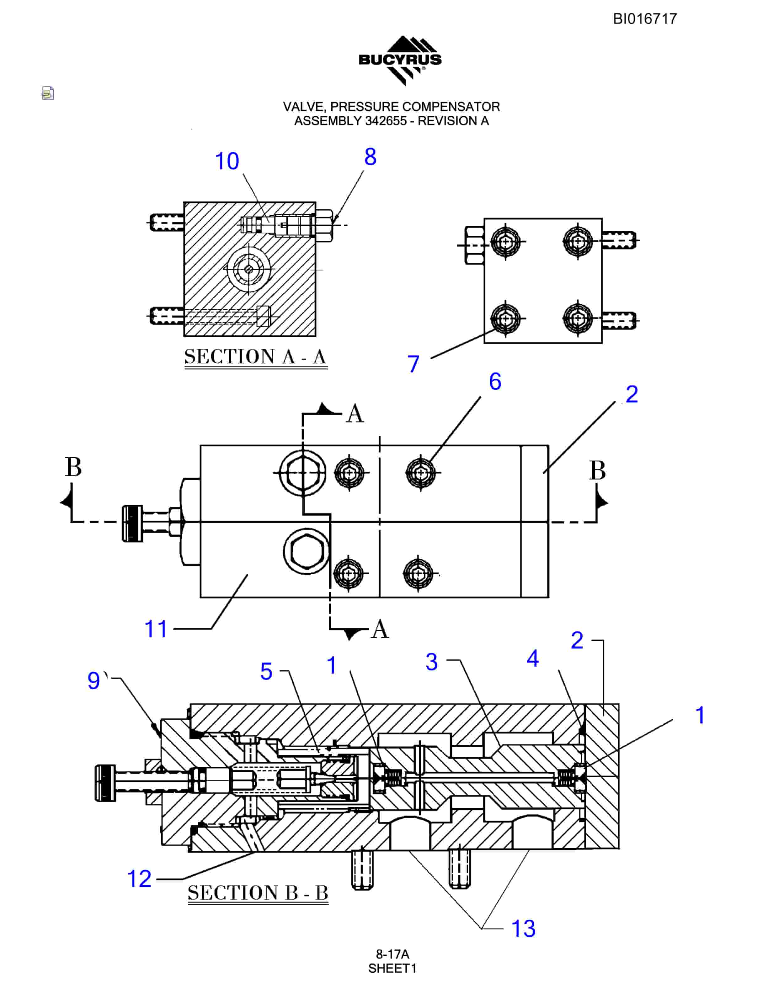Bucyrus SCH5000CL Hydraulic Track Drill Parts Manual BI016717-3