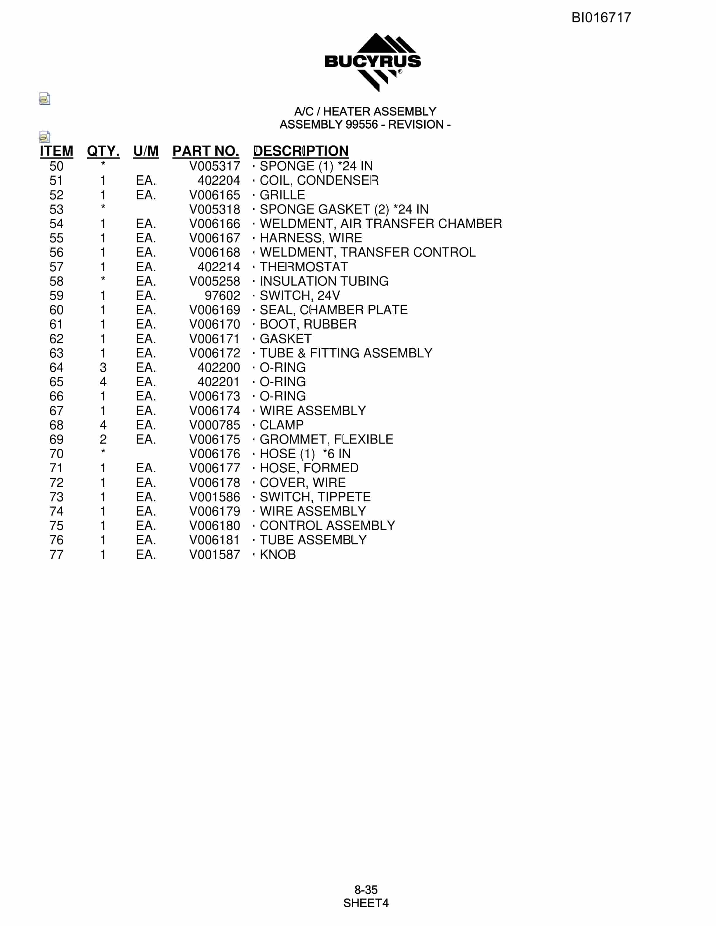 Bucyrus SCH5000CL Hydraulic Track Drill Parts Manual BI016717-4