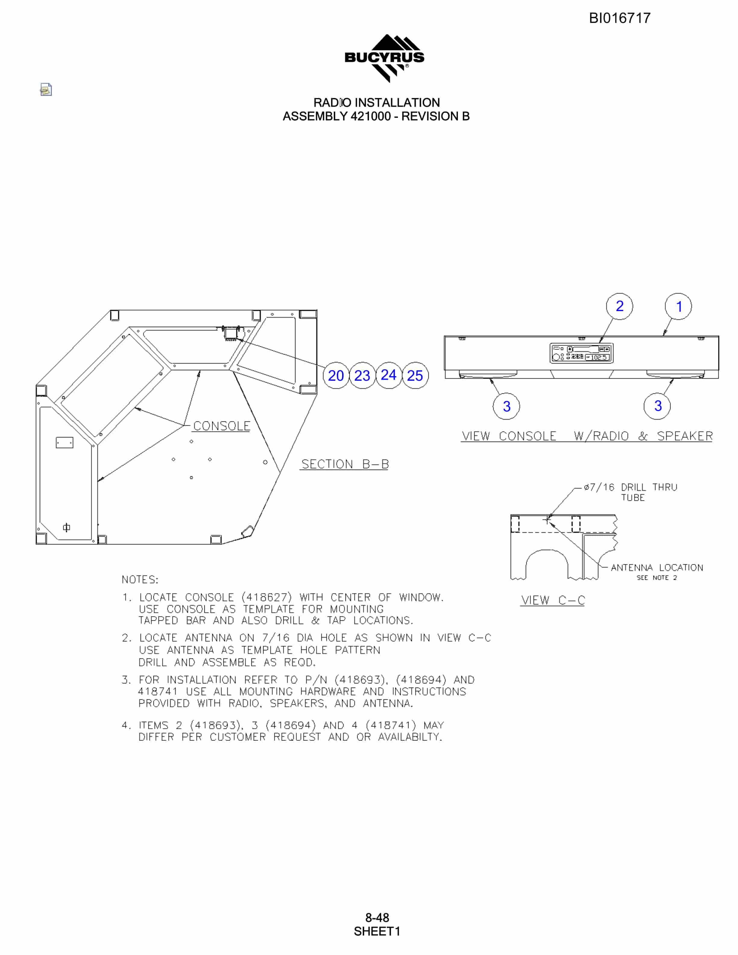 Bucyrus SCH5000CL Hydraulic Track Drill Parts Manual BI016717-5