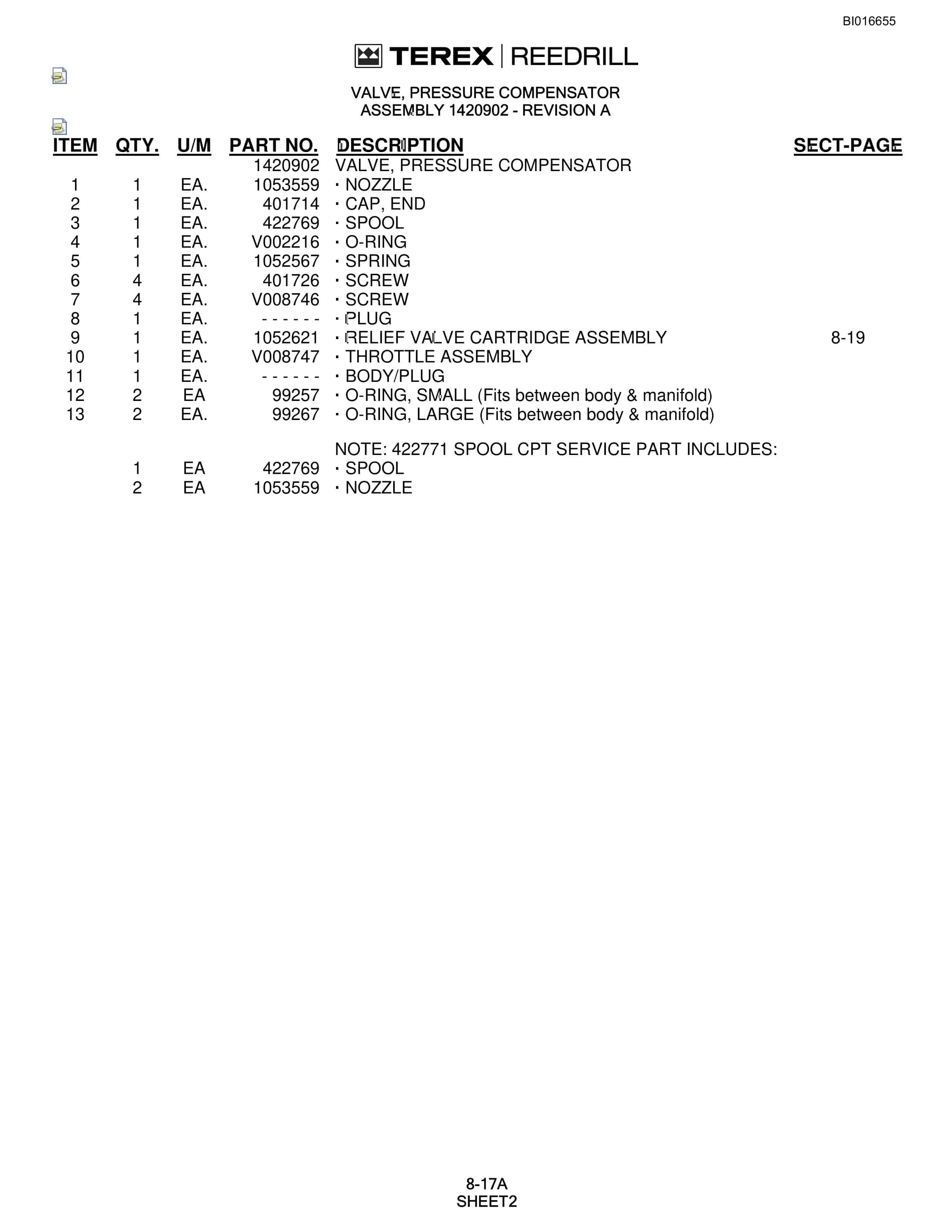 Bucyrus SCH5000CL Parts Catalog BI016655-3