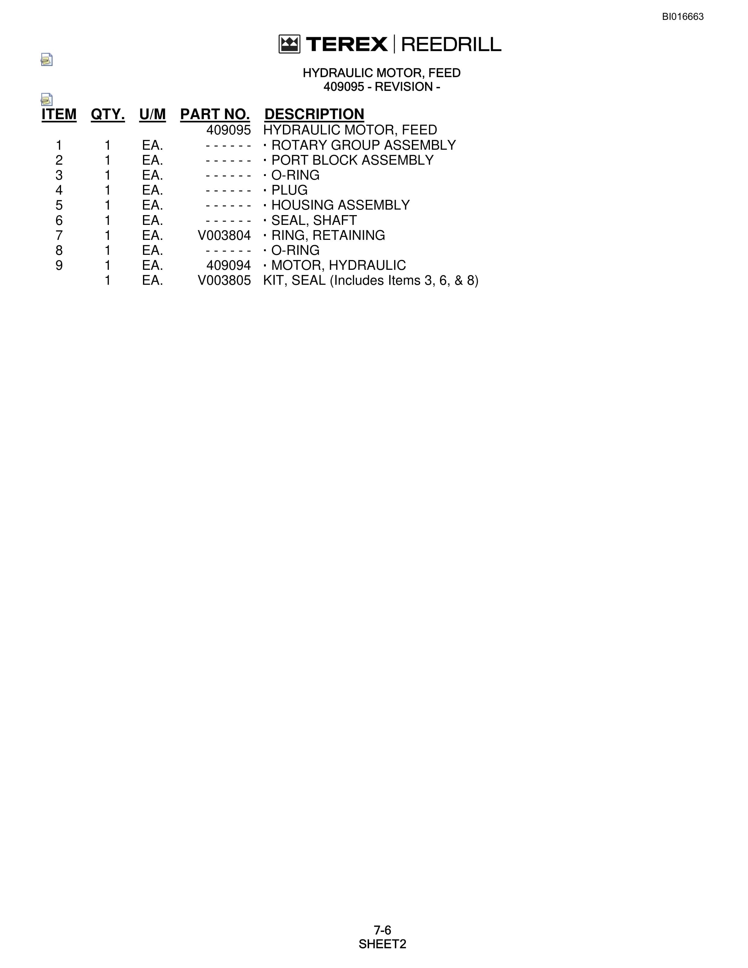 Bucyrus SCH5000CL Parts Catalog BI016663-2