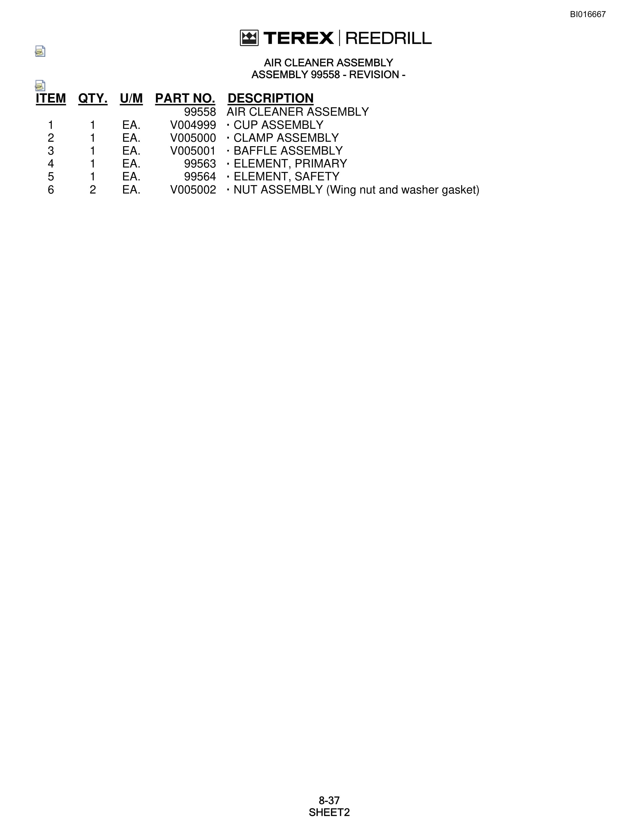 Bucyrus SCH5000CL Parts Catalog BI016667-4