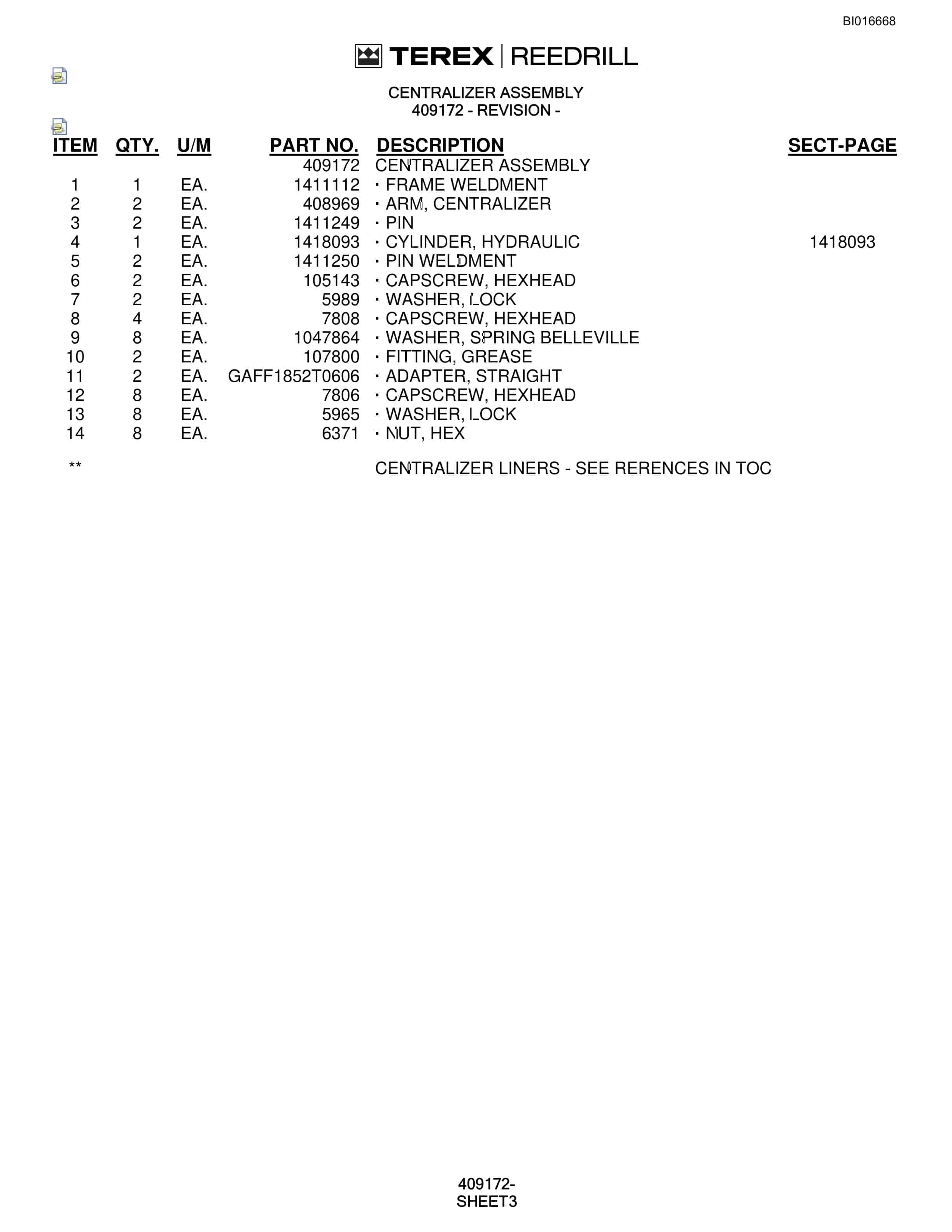 Bucyrus SCH5000CL Parts Catalog BI016668-2