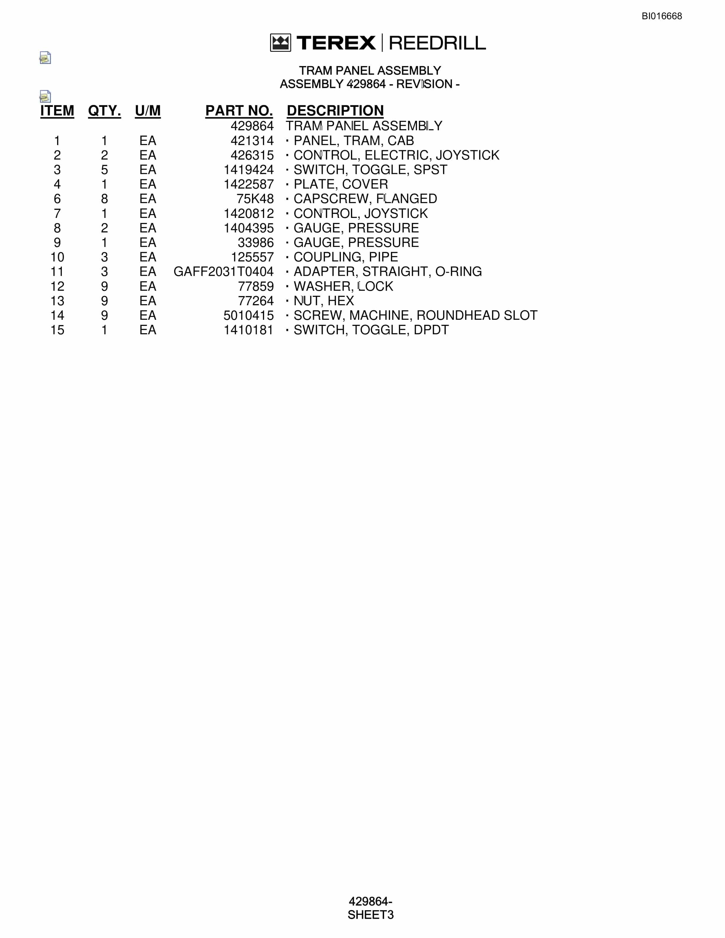 Bucyrus SCH5000CL Parts Catalog BI016668-3