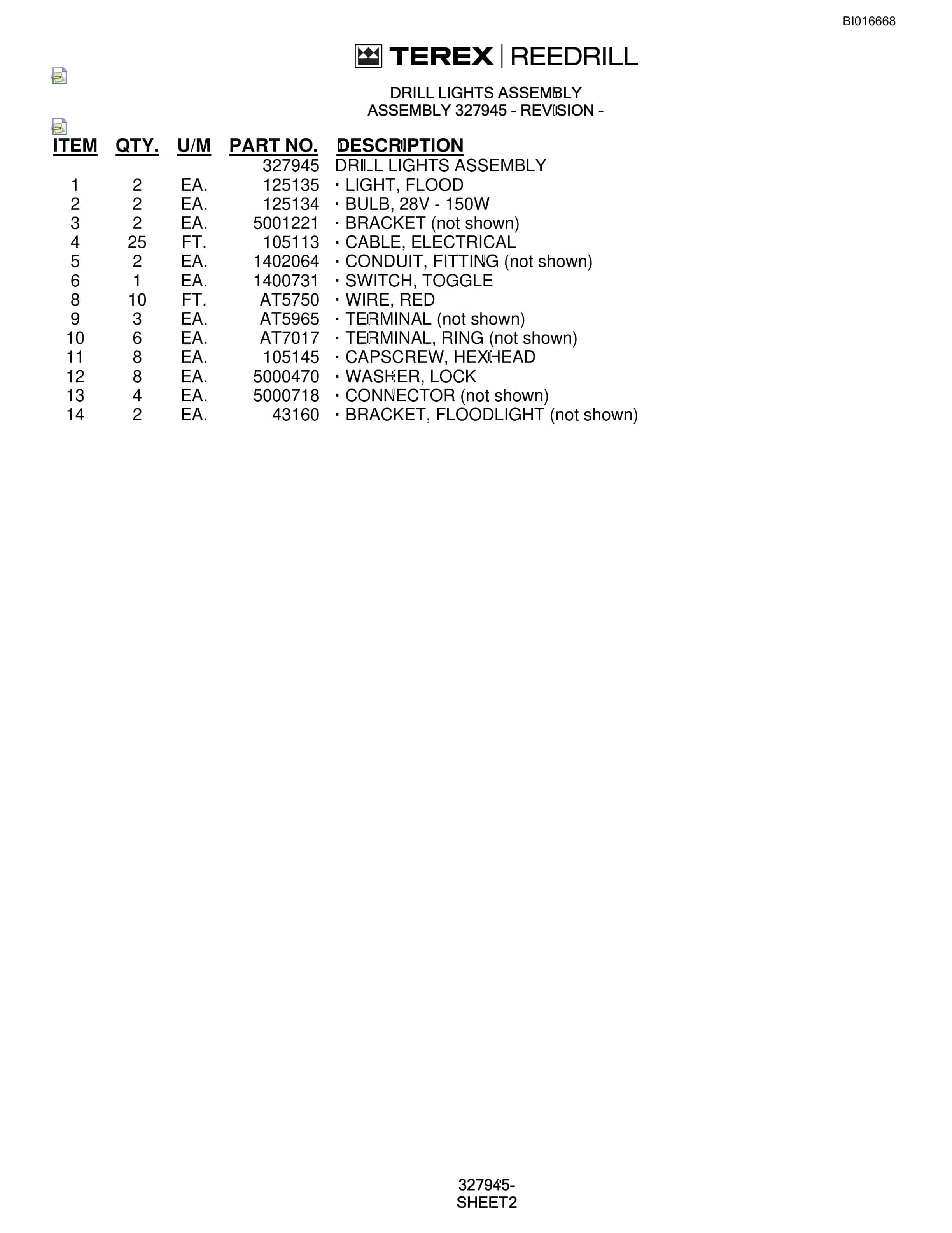 Bucyrus SCH5000CL Parts Catalog BI016668-5