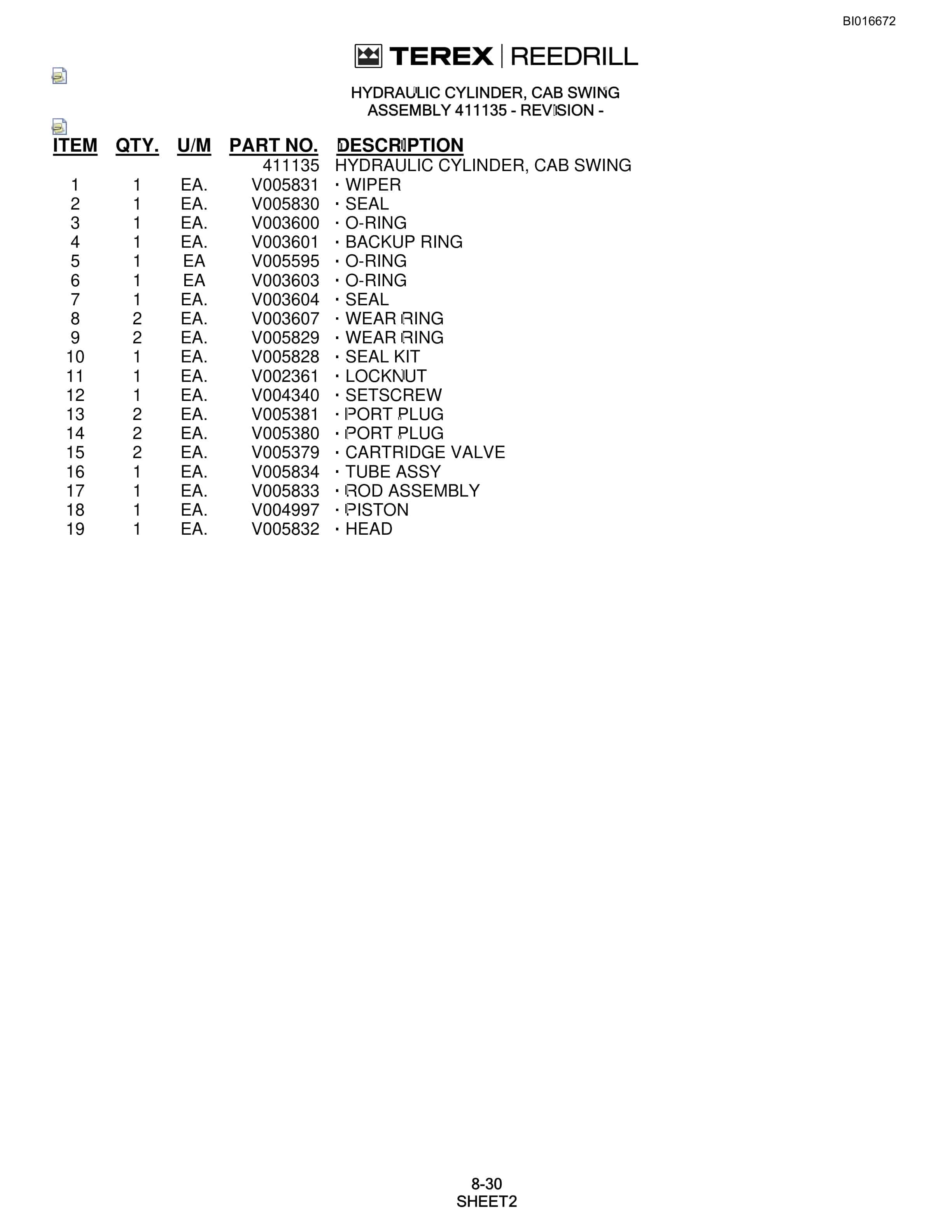Bucyrus SCH5000CL Parts Catalog BI016672-4