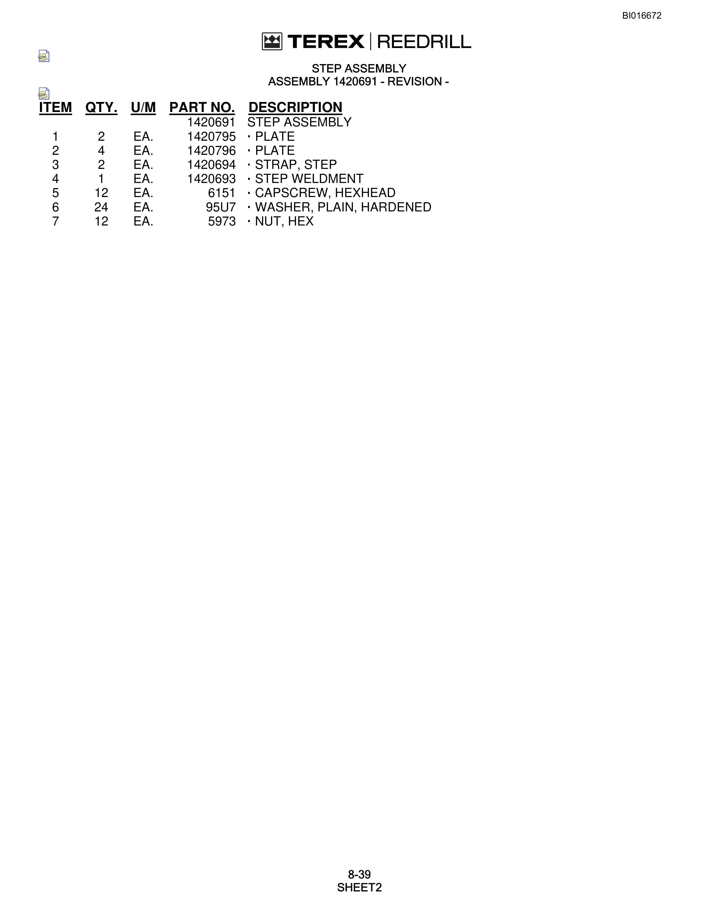 Bucyrus SCH5000CL Parts Catalog BI016672-5
