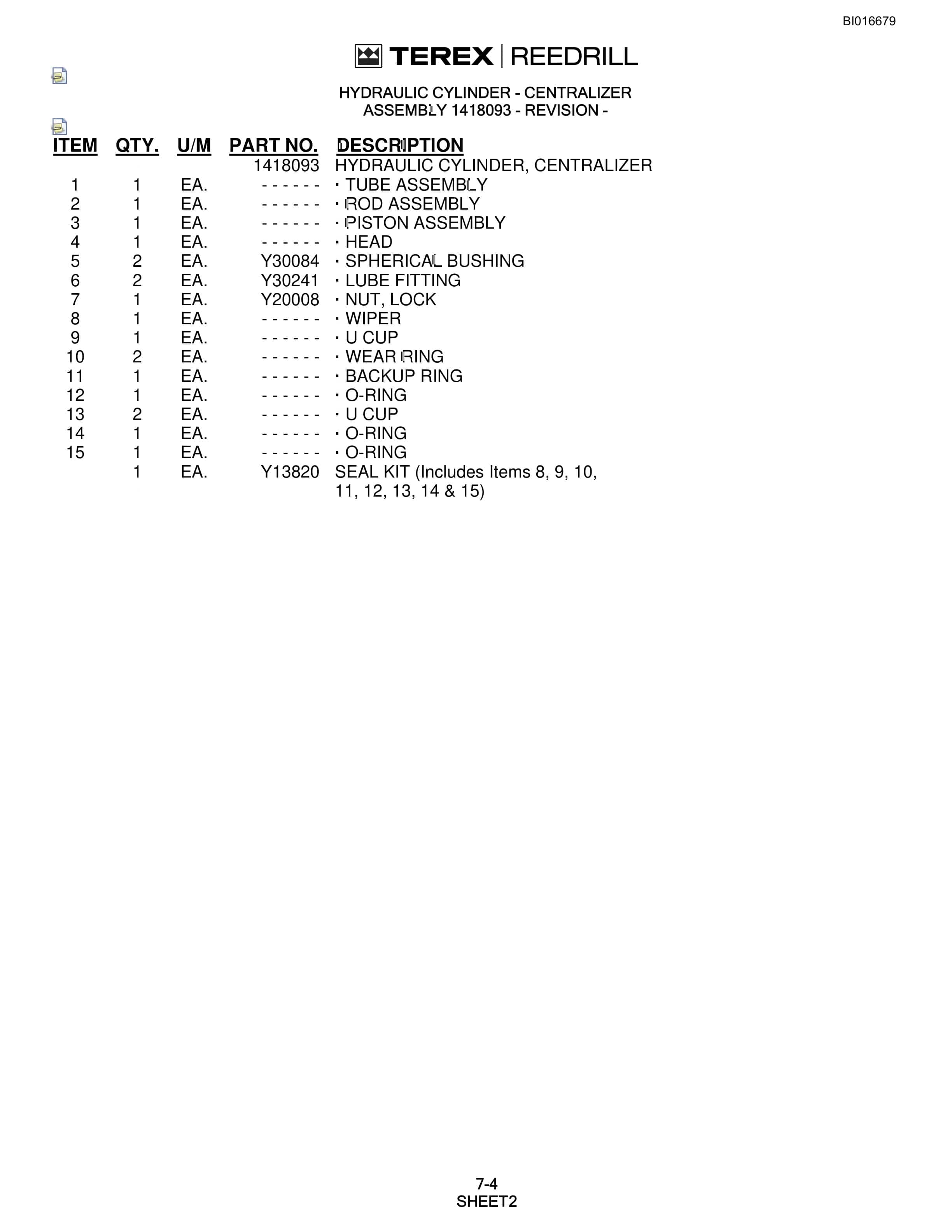 Bucyrus SCH5000D Parts Catalog BI016679-2