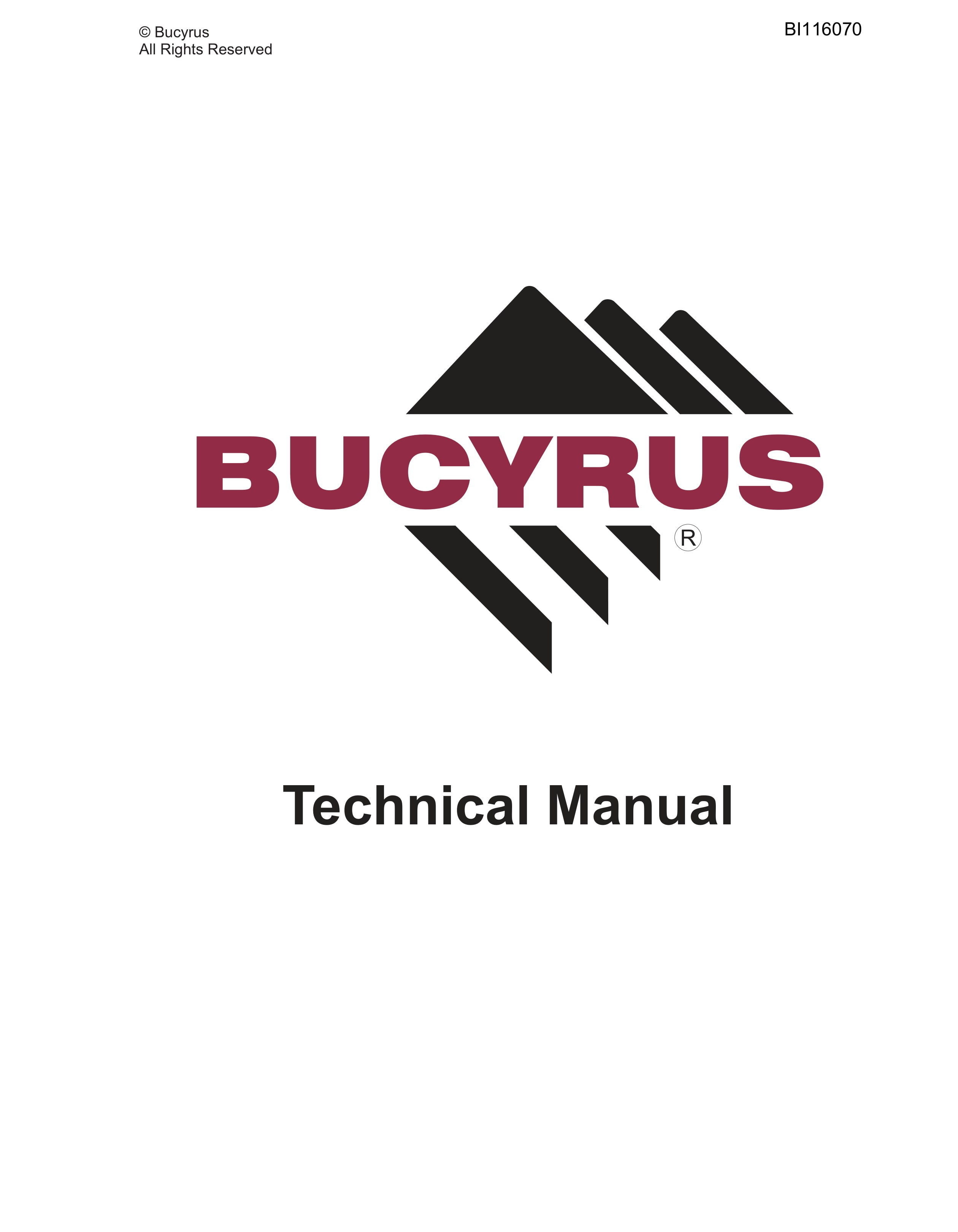Bucyrus SD 250 Hydra-Trac Self Contained Hydraulic Track Drill Technical Manual BI116070