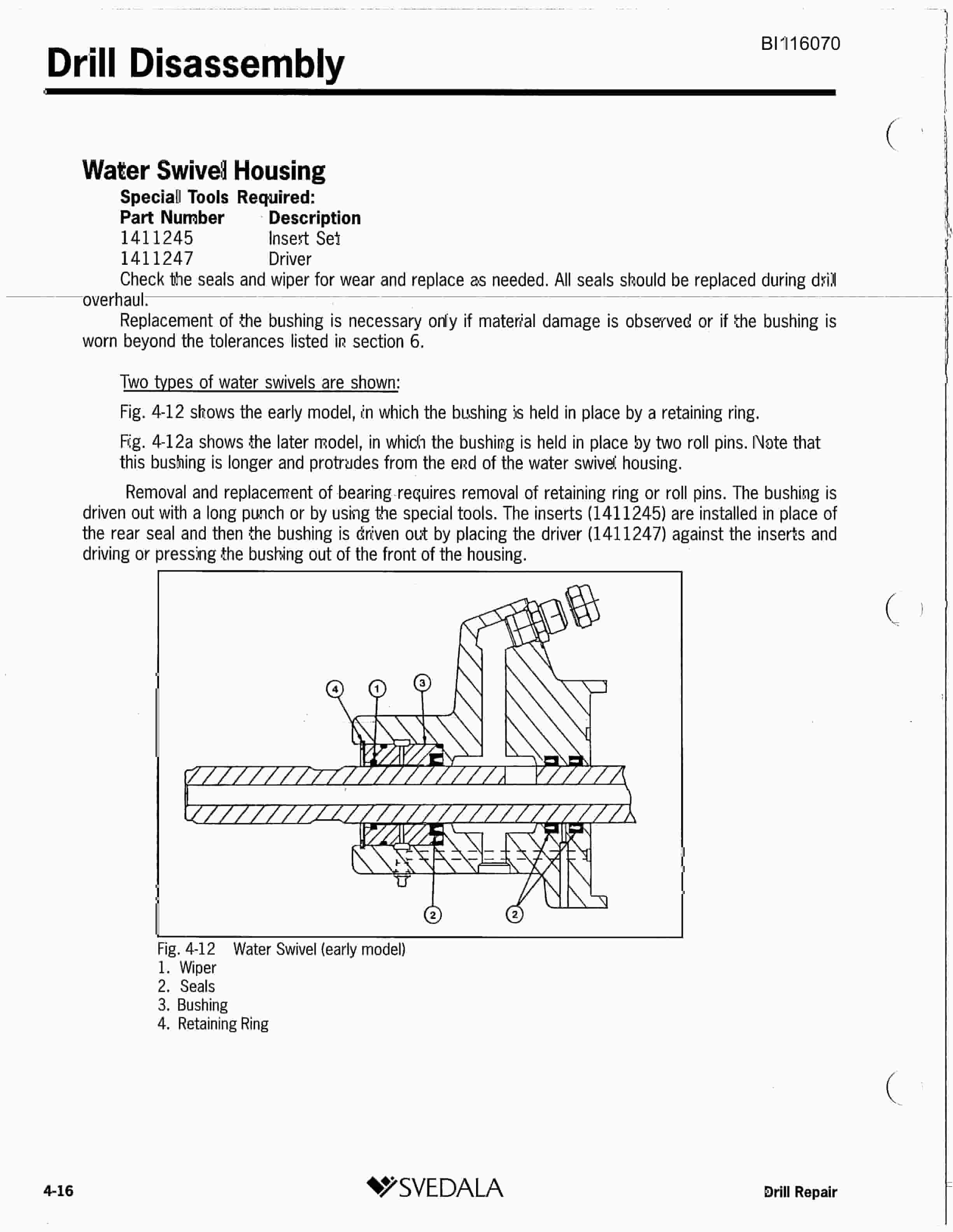 Bucyrus SD 250 Hydra-Trac Self Contained Hydraulic Track Drill Technical Manual BI116070-5