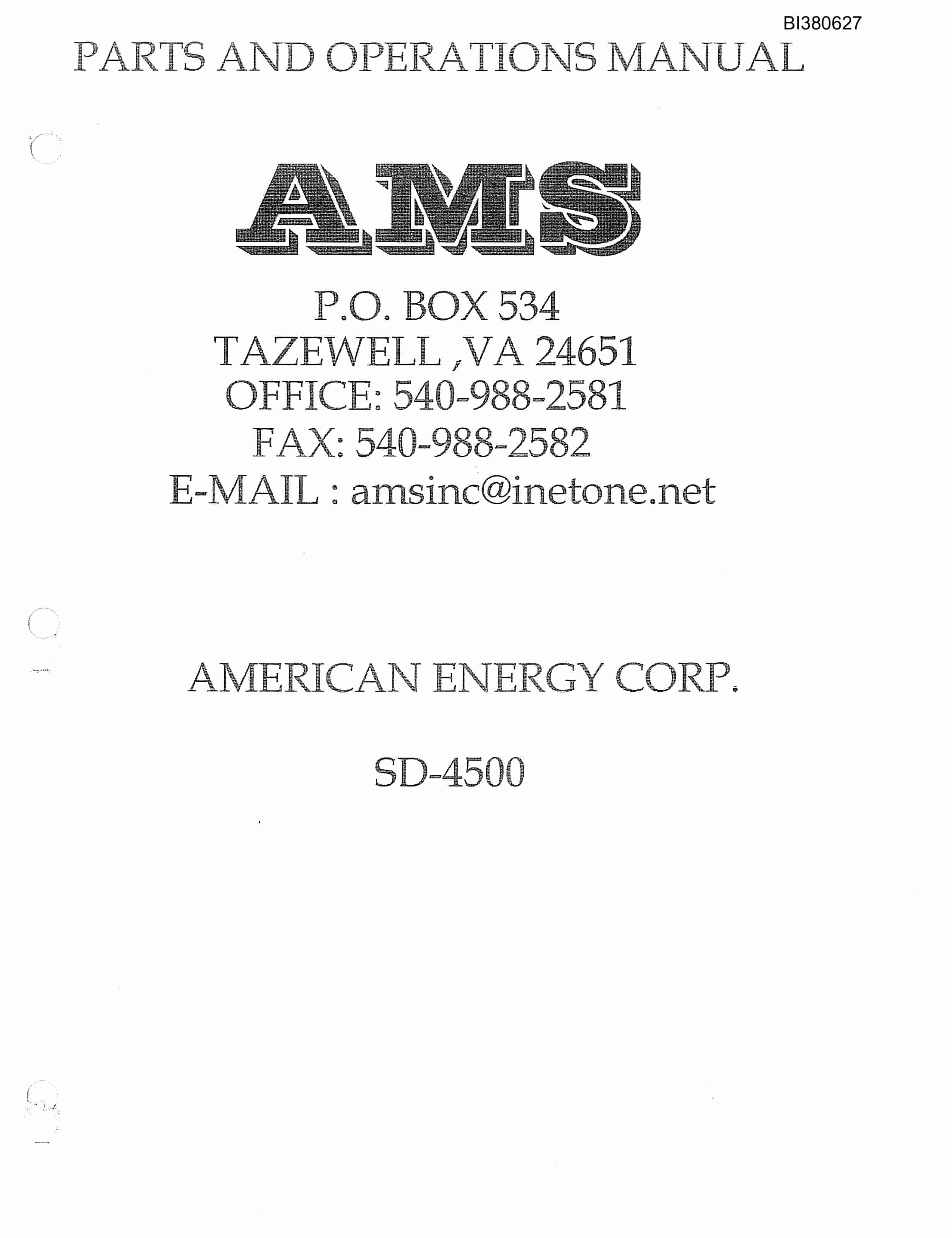 Bucyrus SD-4500 Parts Catalog BI380627-4