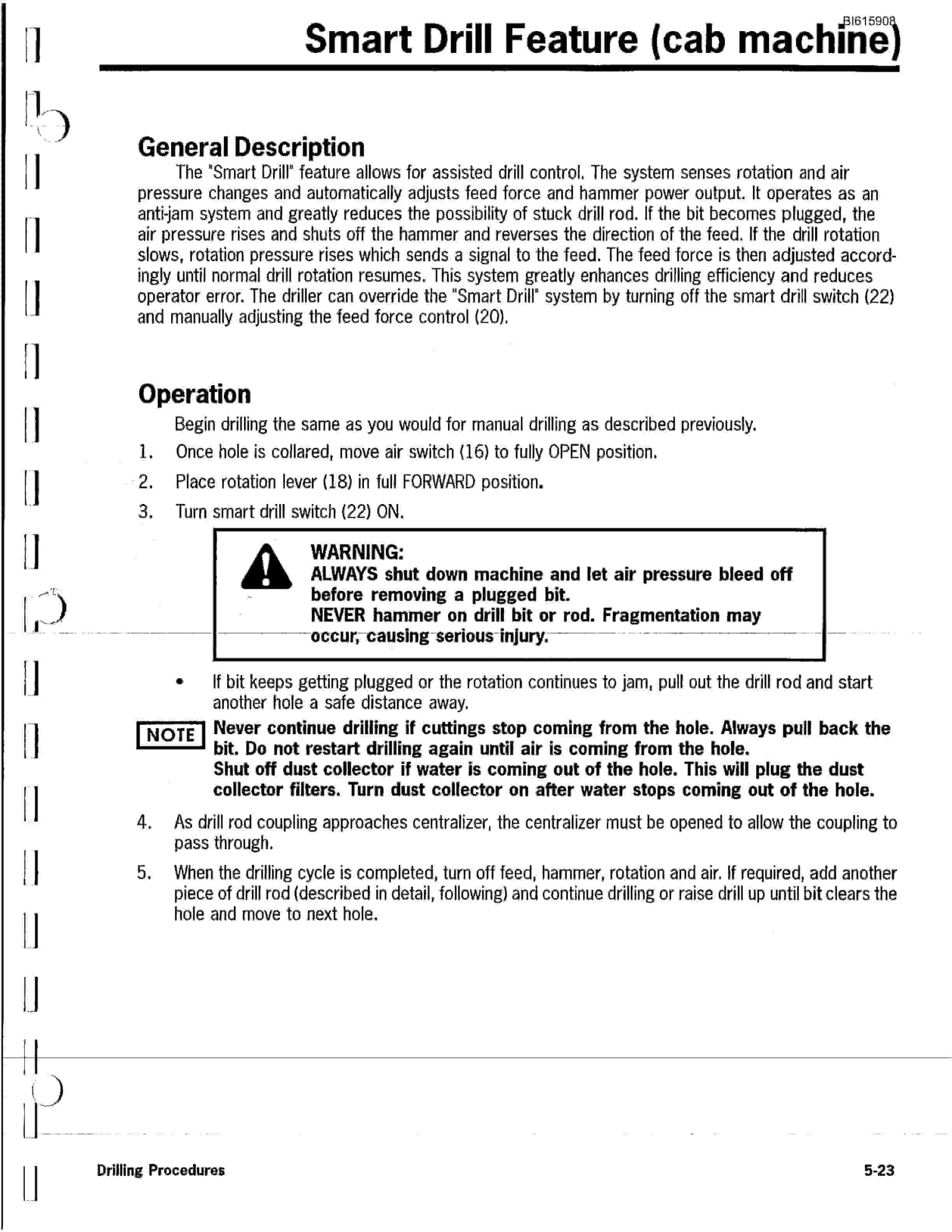 Bucyrus SD250 Hydra-Trac Self Contained Hydraulic Track Drill Technical Manual BI615908-3