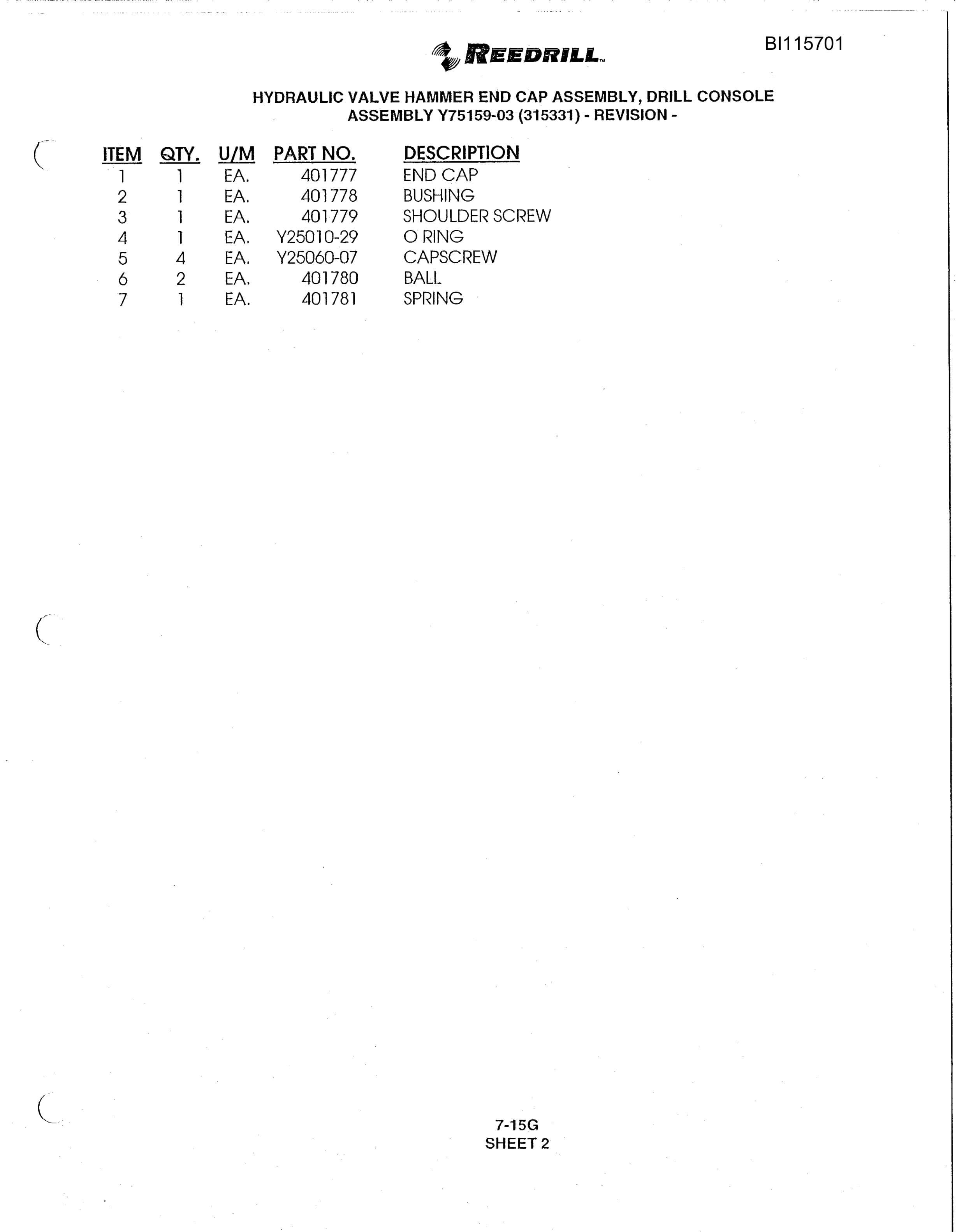 Bucyrus SD345 Track Drill Parts Catalog BI115701-5