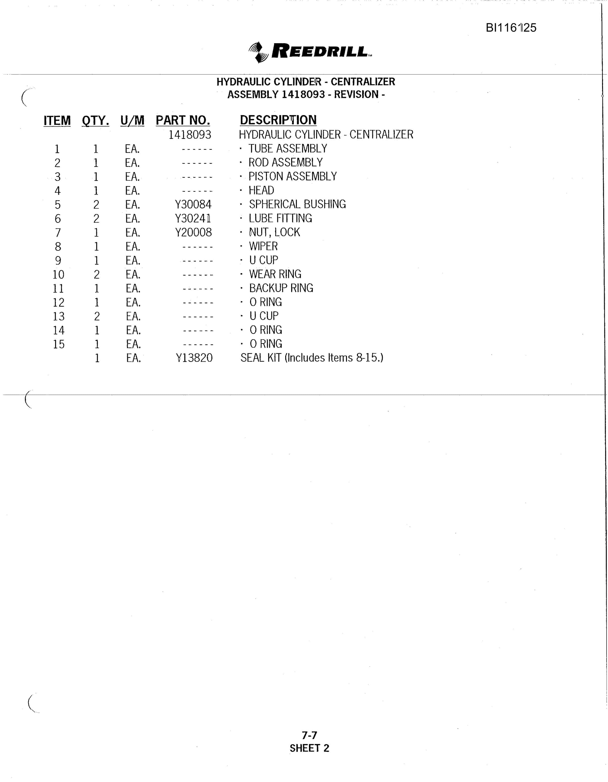 Bucyrus SD345 Track Drill Parts Catalog BI116125-3