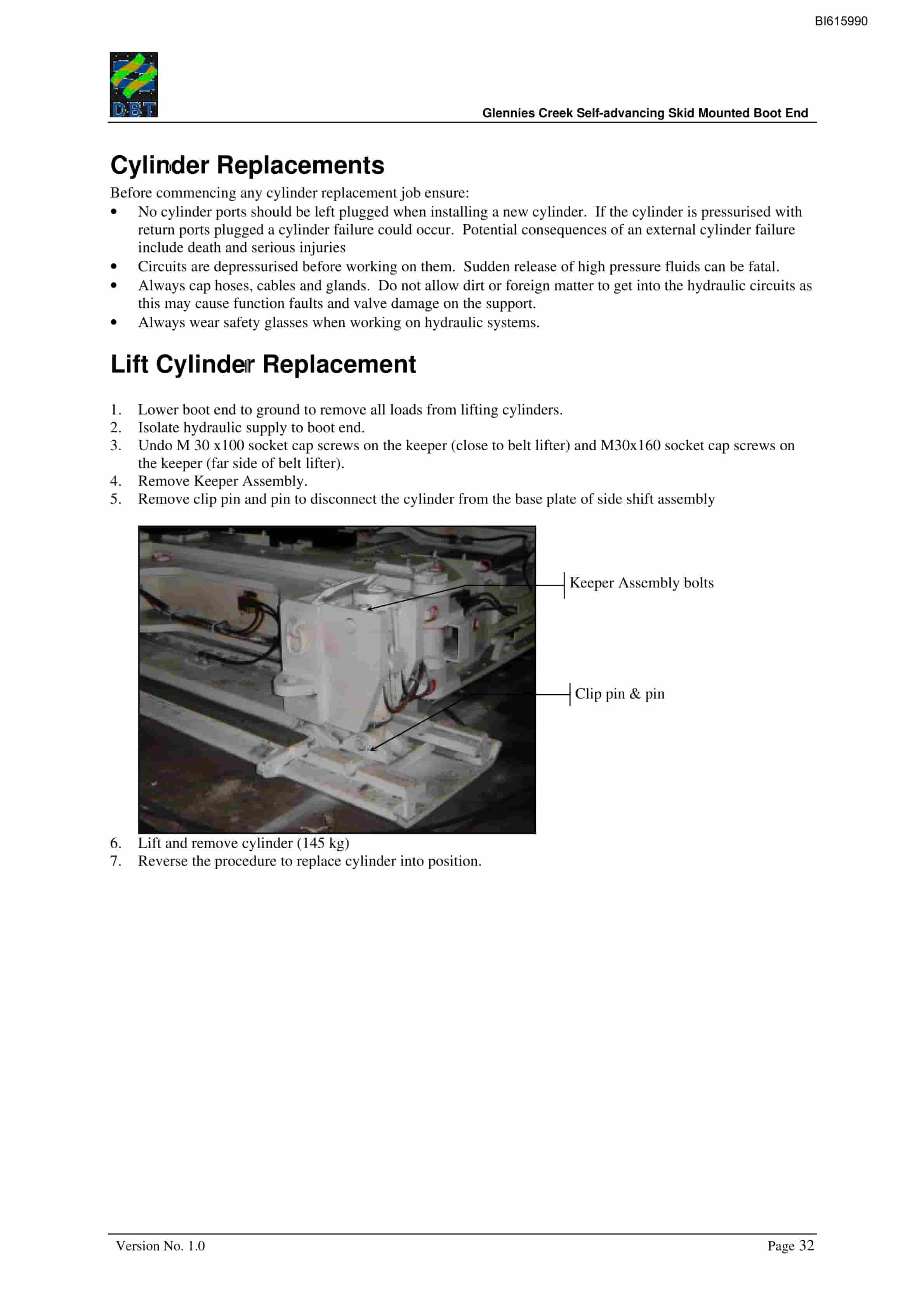 Bucyrus Self-Advancing Skid Mounted Boot End Technical Manual BI615990-5