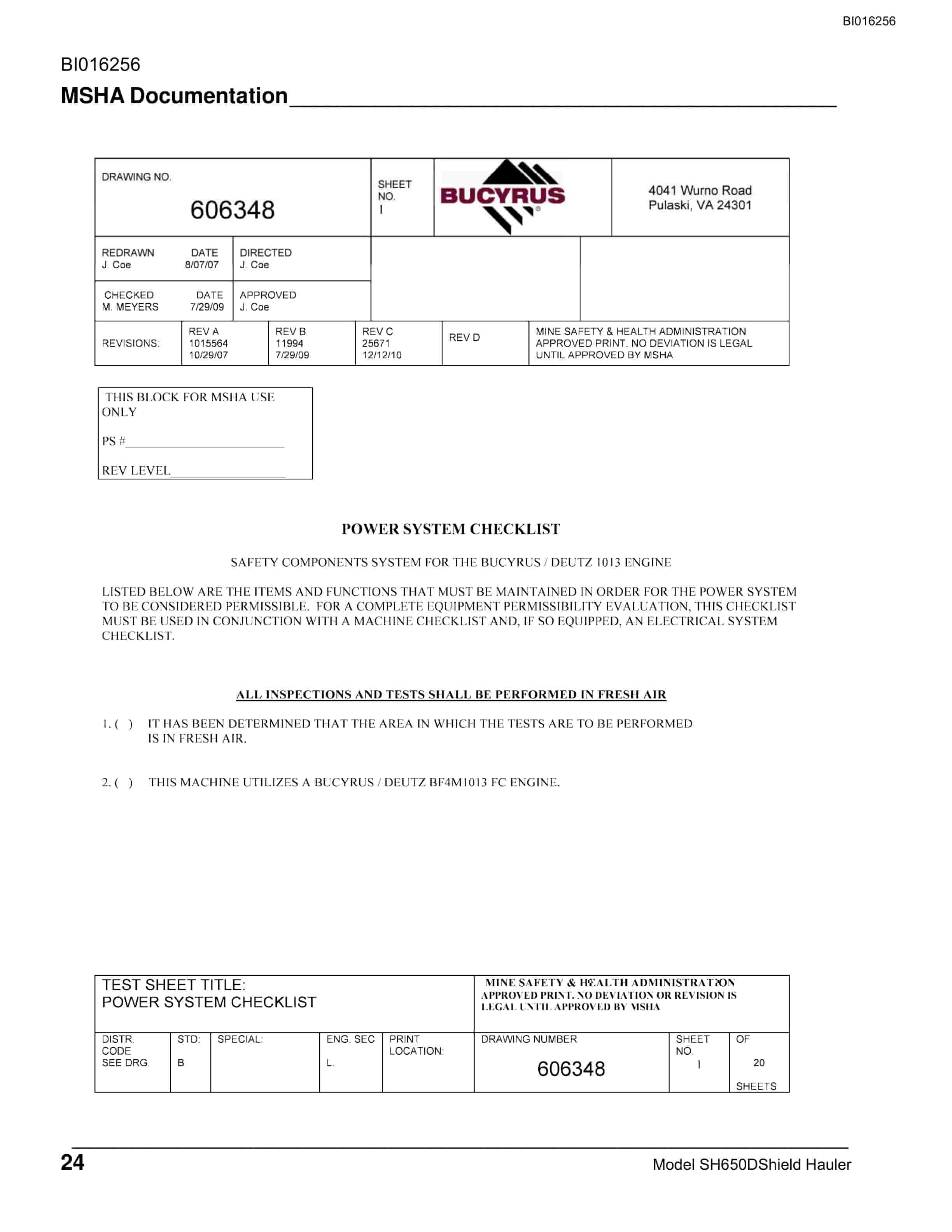 Bucyrus SH650D Shield Hauler Technical Manual BI016256-2