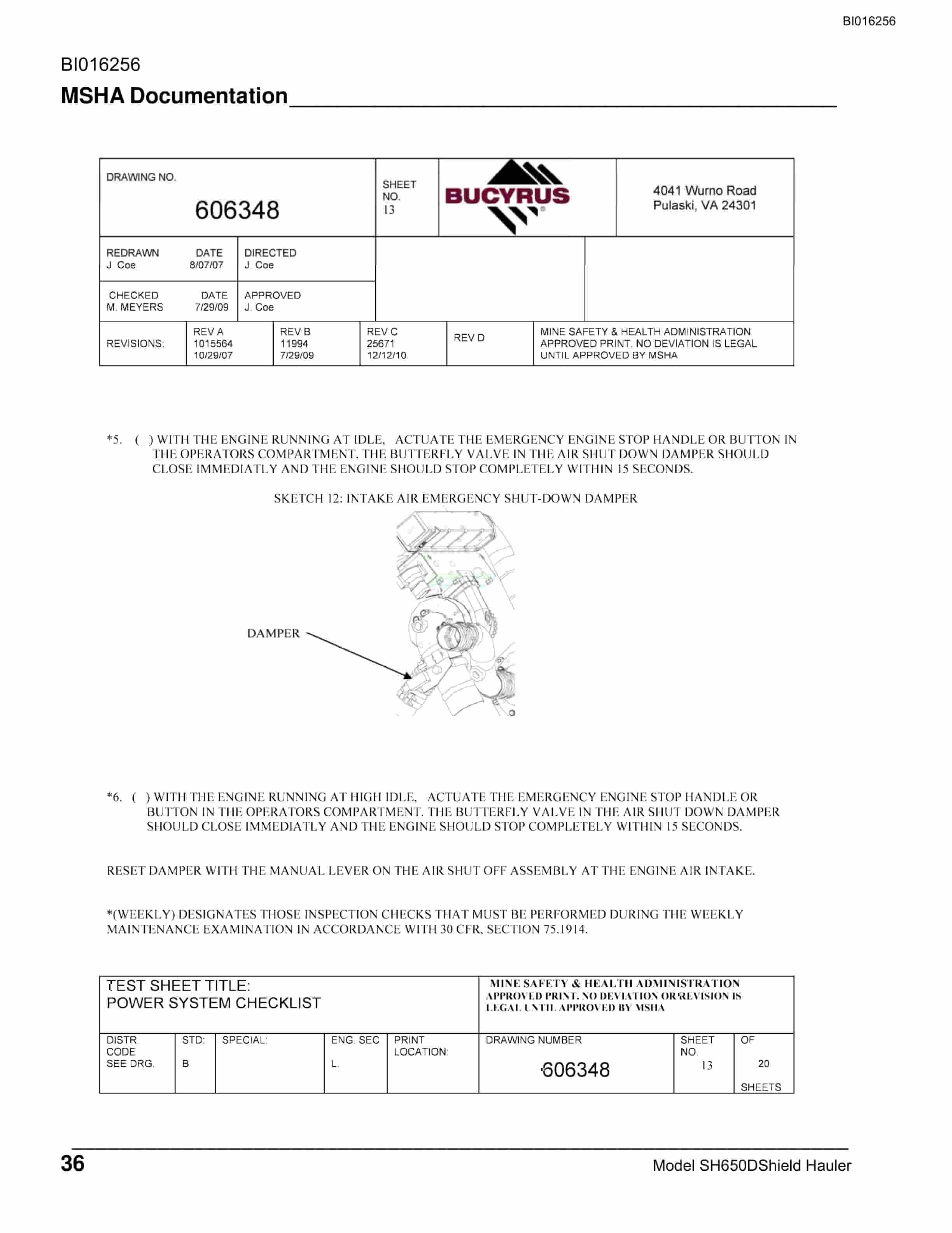 Bucyrus SH650D Shield Hauler Technical Manual BI016256-4