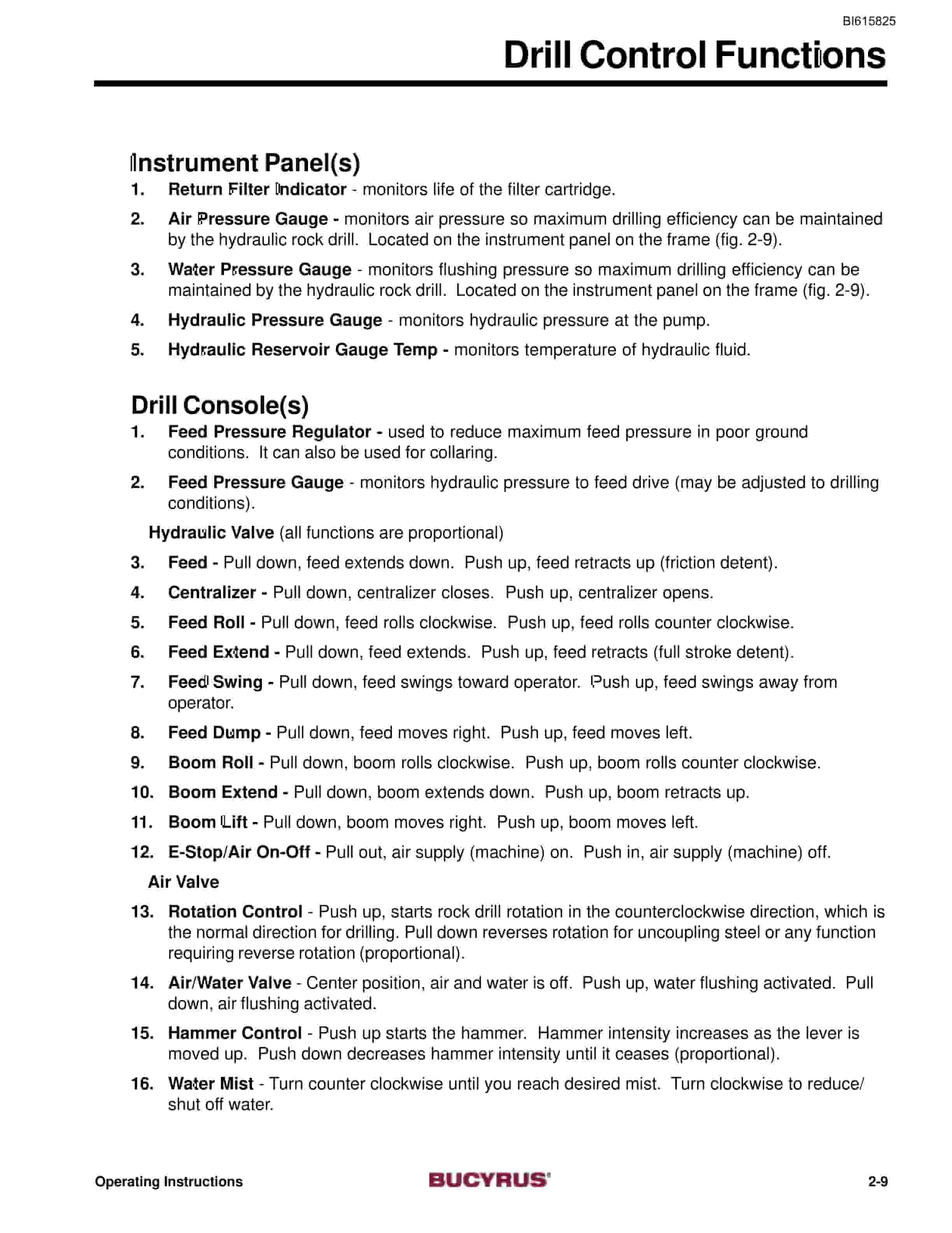 Bucyrus Shaft Jumbo Two Boom Air Jumbo Technical Manual BI615825-2
