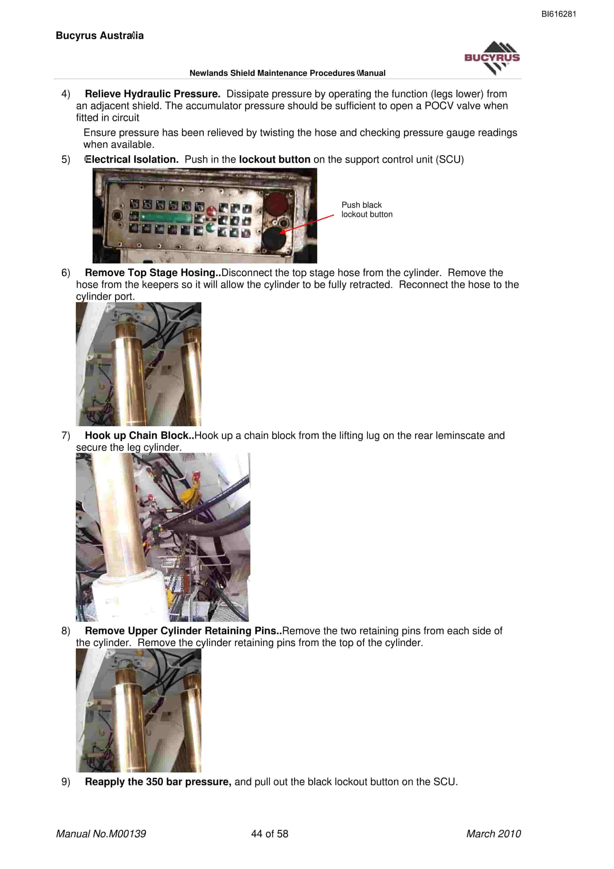 Bucyrus Shield Maintenance Procedures Technical Manual BI616281-4