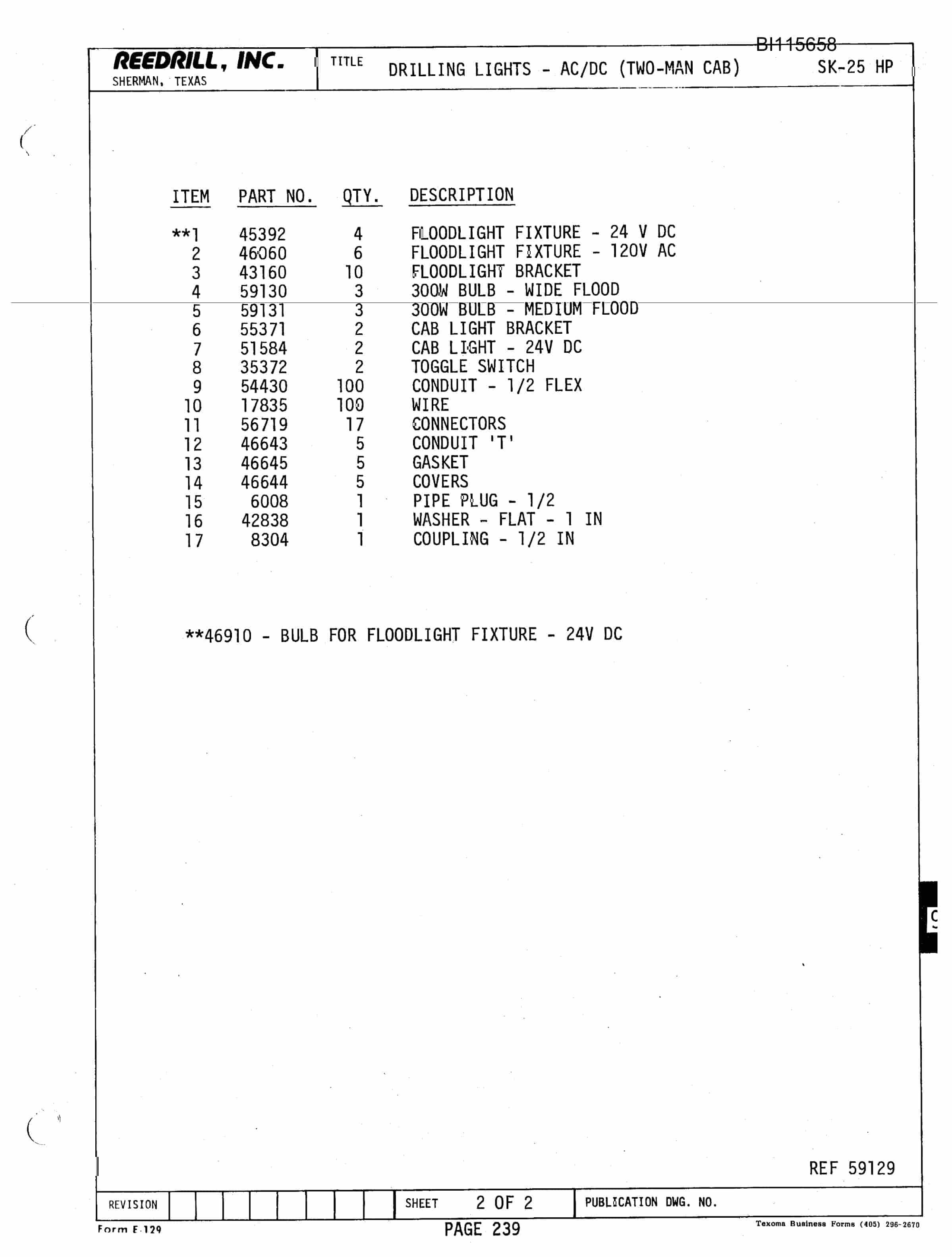 Bucyrus SK-25HP Parts Catalog BI115658-5