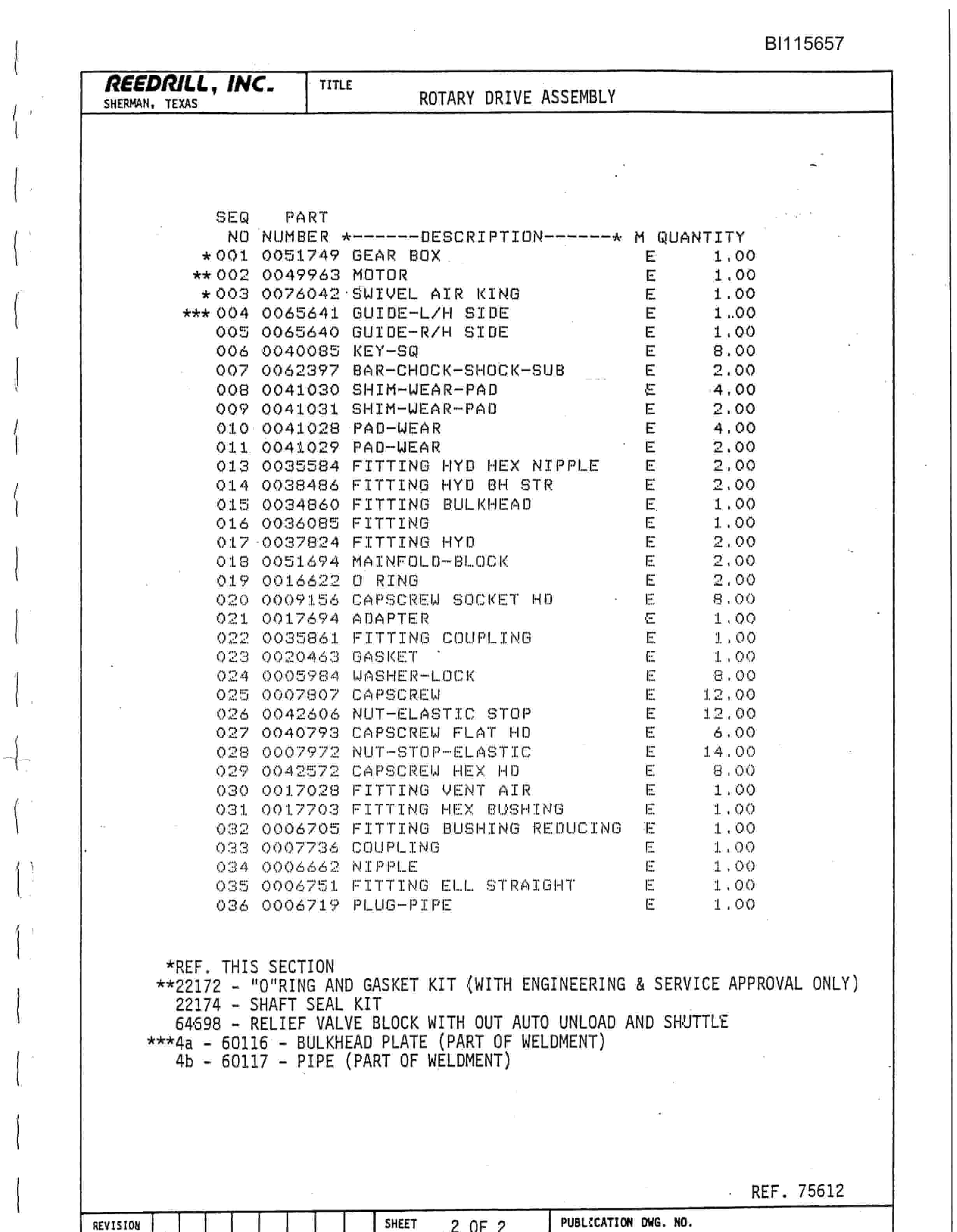 Bucyrus SK-35 High Pressure Parts Catalog BI115657-4