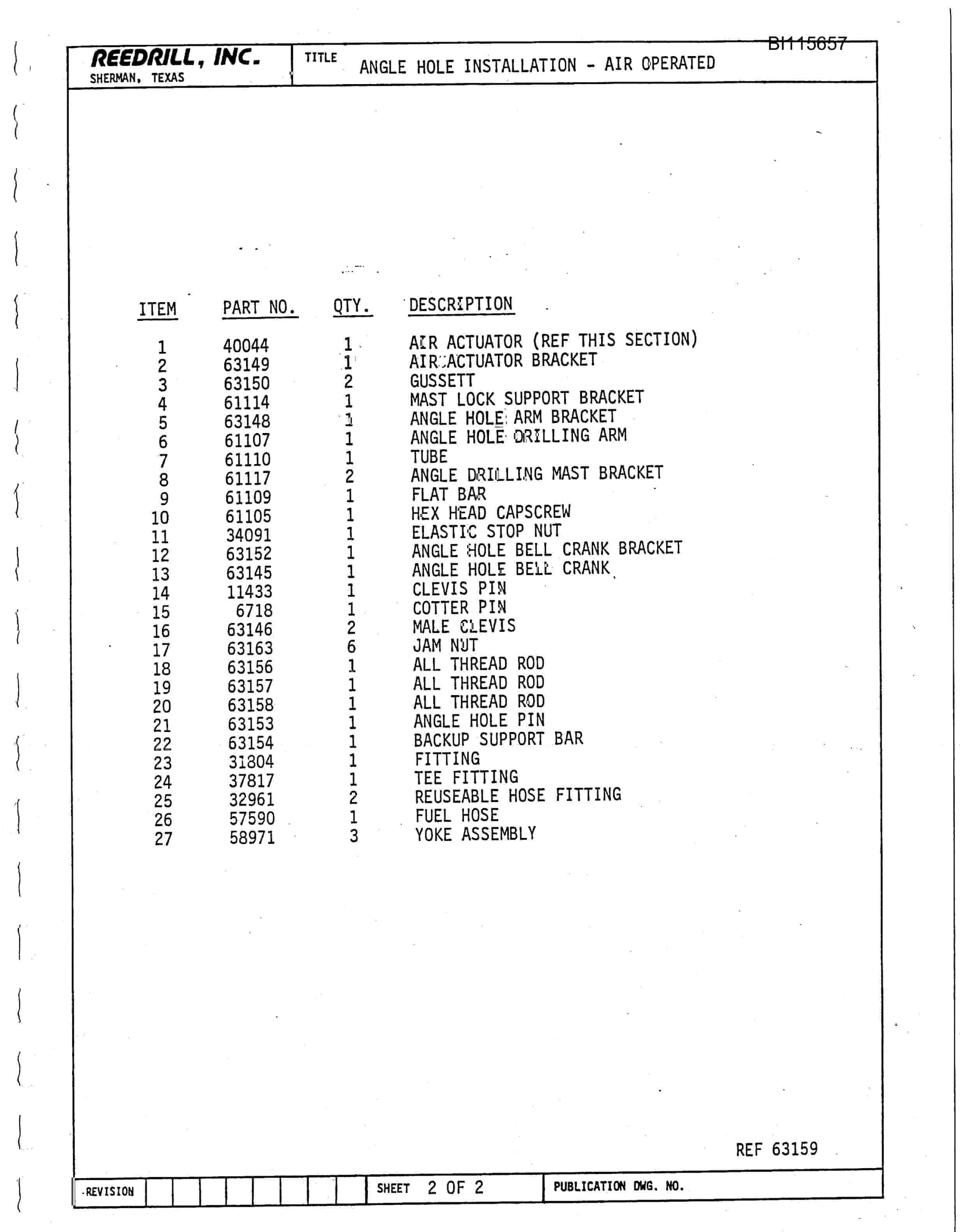 Bucyrus SK-35 High Pressure Parts Catalog BI115657-5