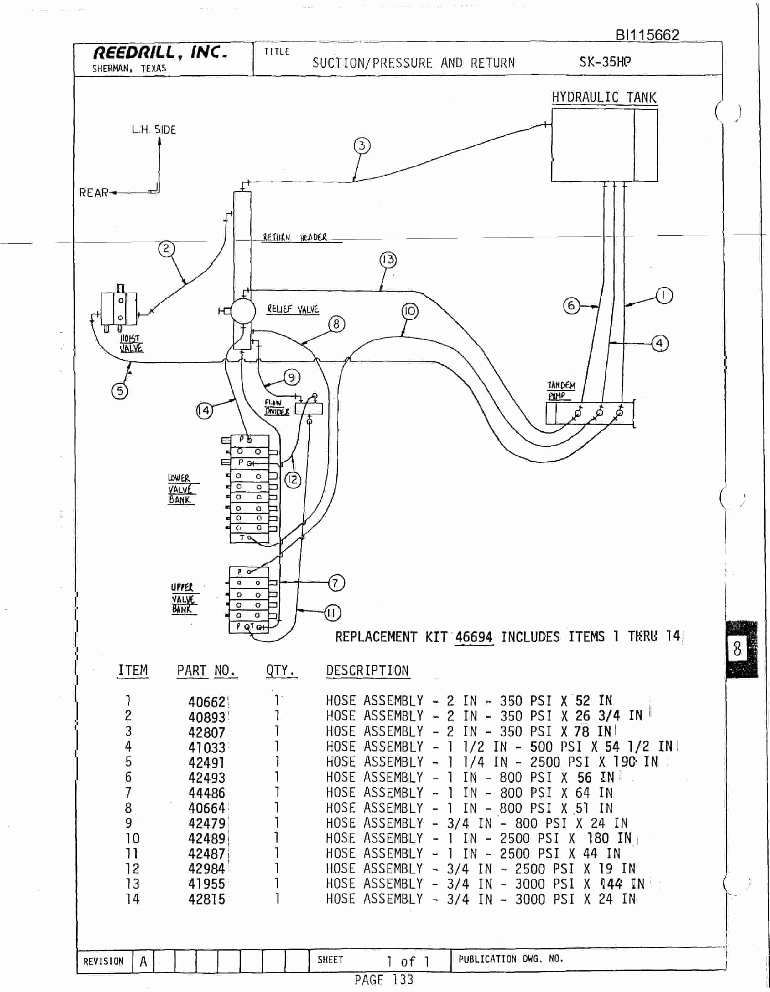 Bucyrus SK-35 High Pressure Parts Catalog BI115662-3